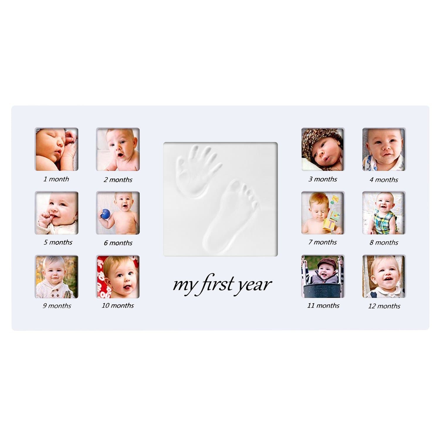 Tatata Baby First Year Photo Handprint and Footprint Frame for Photo Memories-Hanging and Table Standing Dual-use