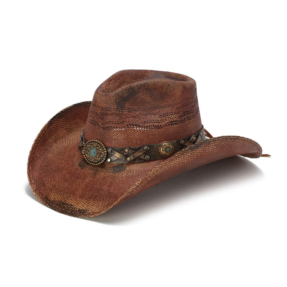 Women's Cowgirl Drim Rustic Cowboy Hat with Turquoise Stone XS Red