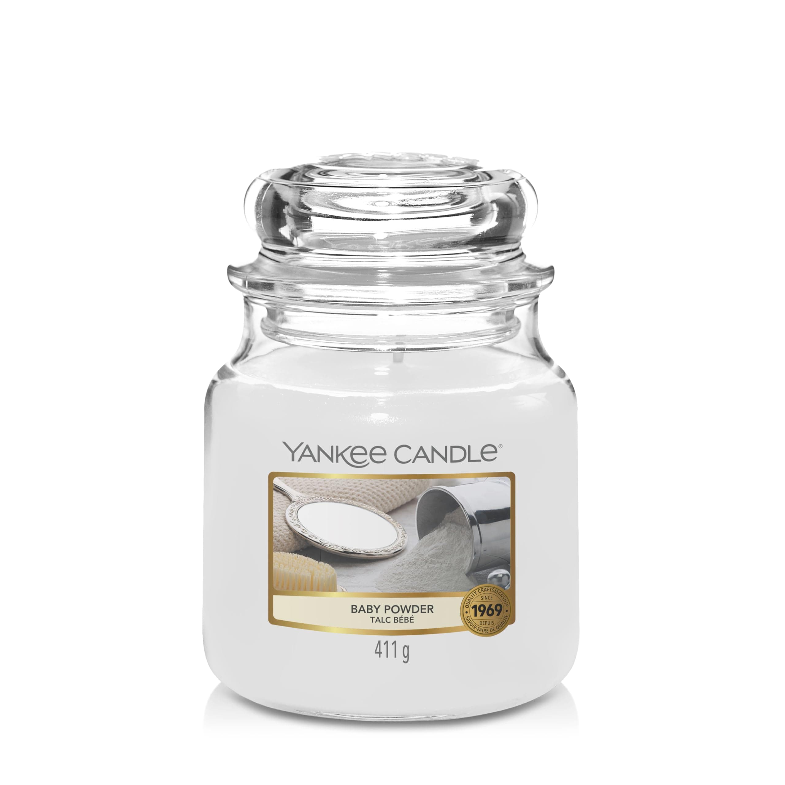 Yankee Candle Scented Candle, Baby Powder Medium Jar Candle, White