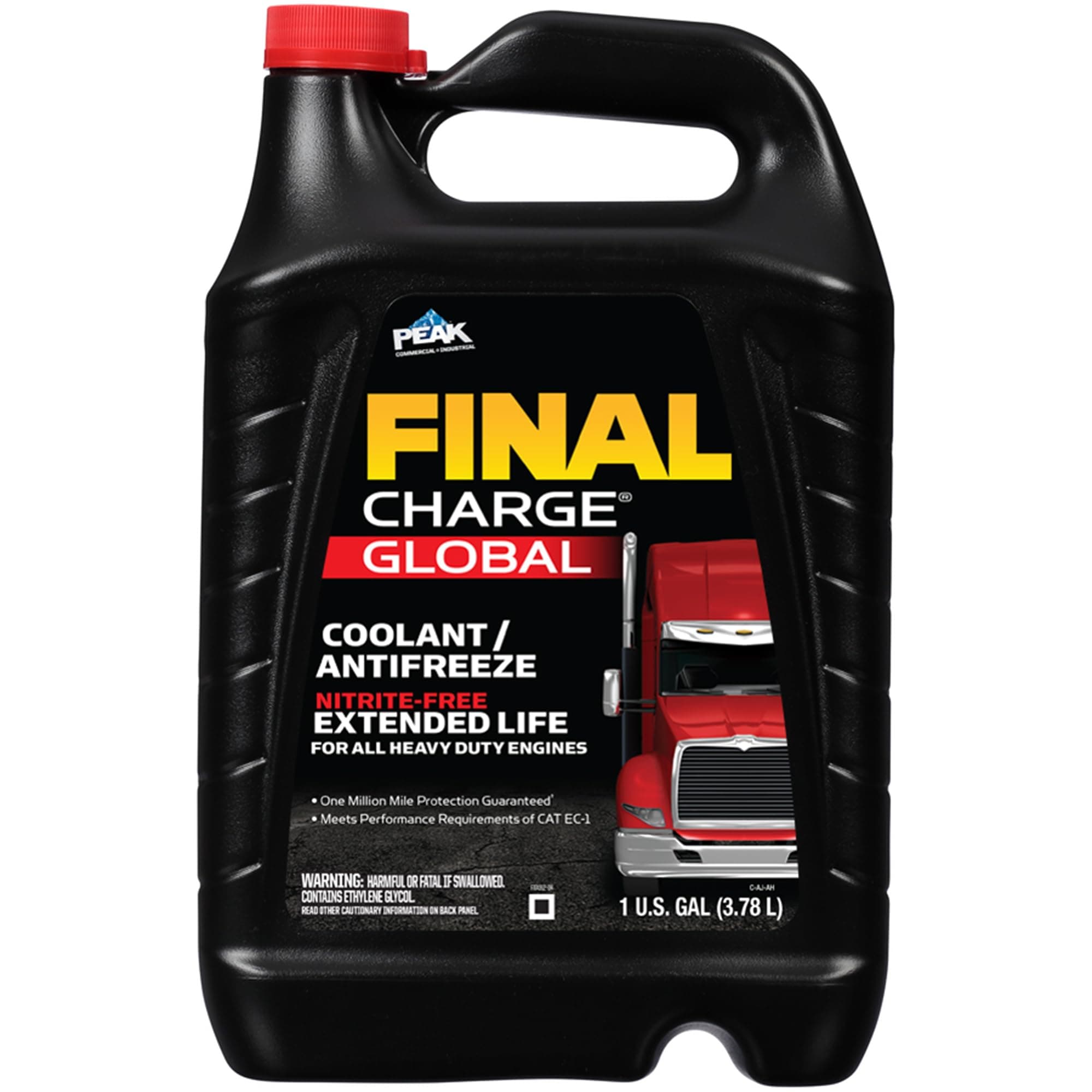 PEAK FINAL CHARGE Global Extended Life Concentrate Antifreeze/Coolant for All Heavy Duty Engine Cooling Systems, 1 Gal.
