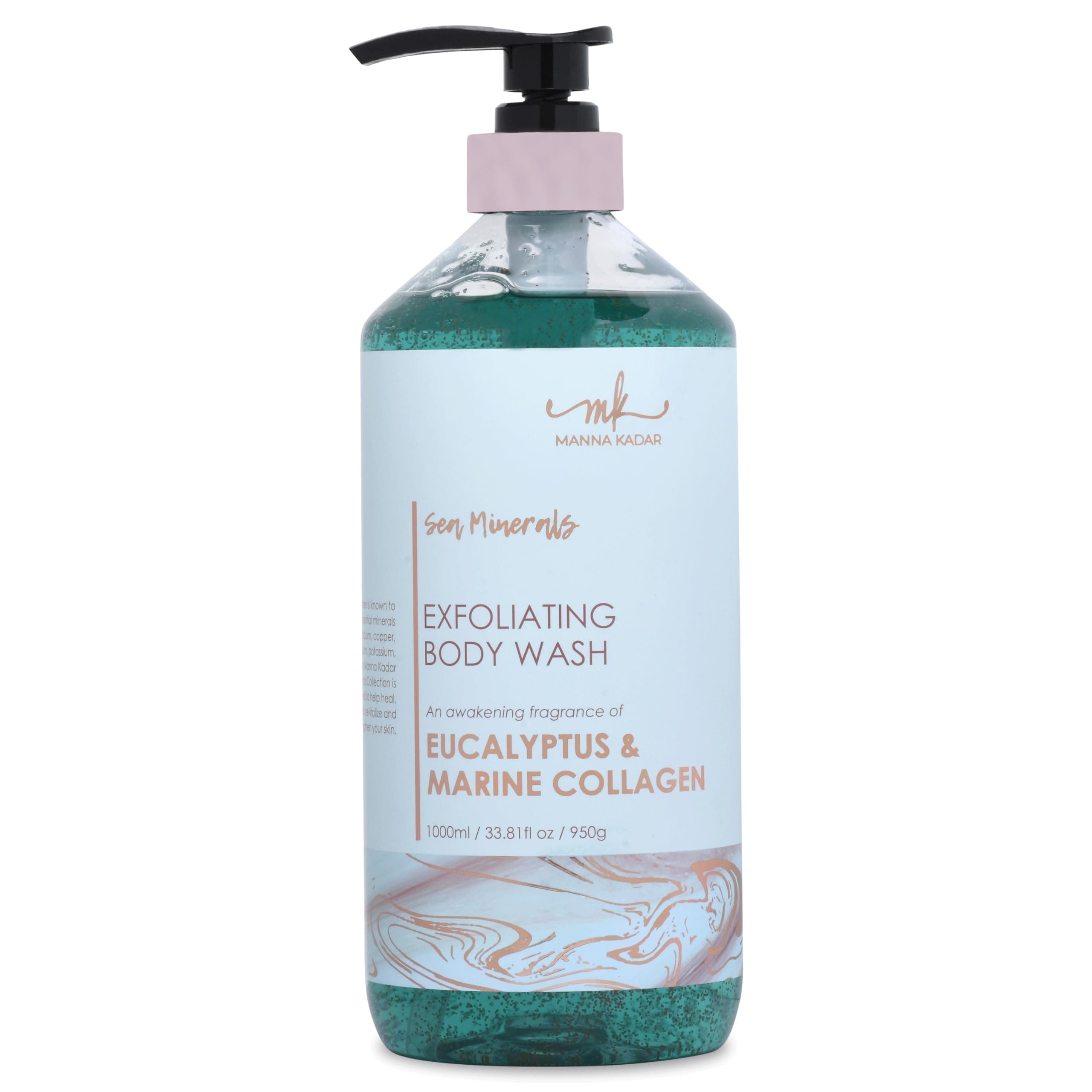 Manna Kadar Beauty Dead Sea Minerals Exfoliating Body Wash, Eucalyptus Marine - Body Wash, Shower Gel, Moisturizing Scrub, Brighten Dull Skin