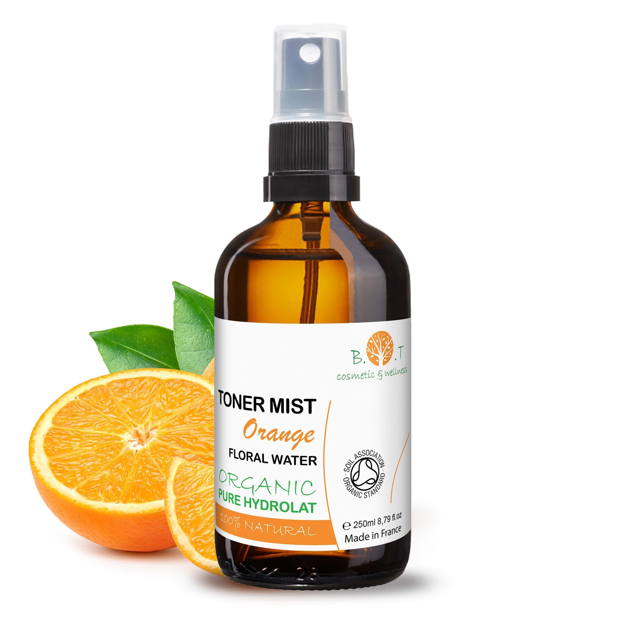 B.O.T cosmetic & wellness - Organic Orange Hydrolat Floral Water | Balances Oily, Acne-Prone Skin | Ideal Body, Face Moisturiser | DIY Cosmetic Ingredient | Soothes, Reduces Pores - 250ml