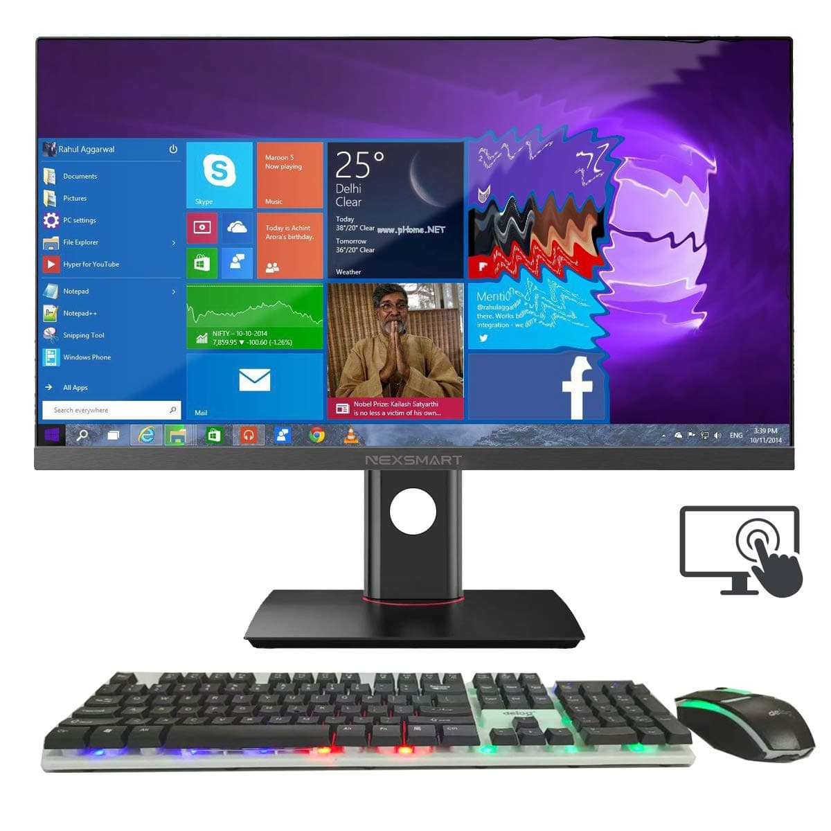 NEXSMART Touch Screen All-in-One Desktop Computer, i7 and Pre-Installed Windows 10 All-in-One Computer, 8GB DDR3 480 SSD Support WiFi and 23.8-inch 1920x1080 FHD Height Free Adjustment