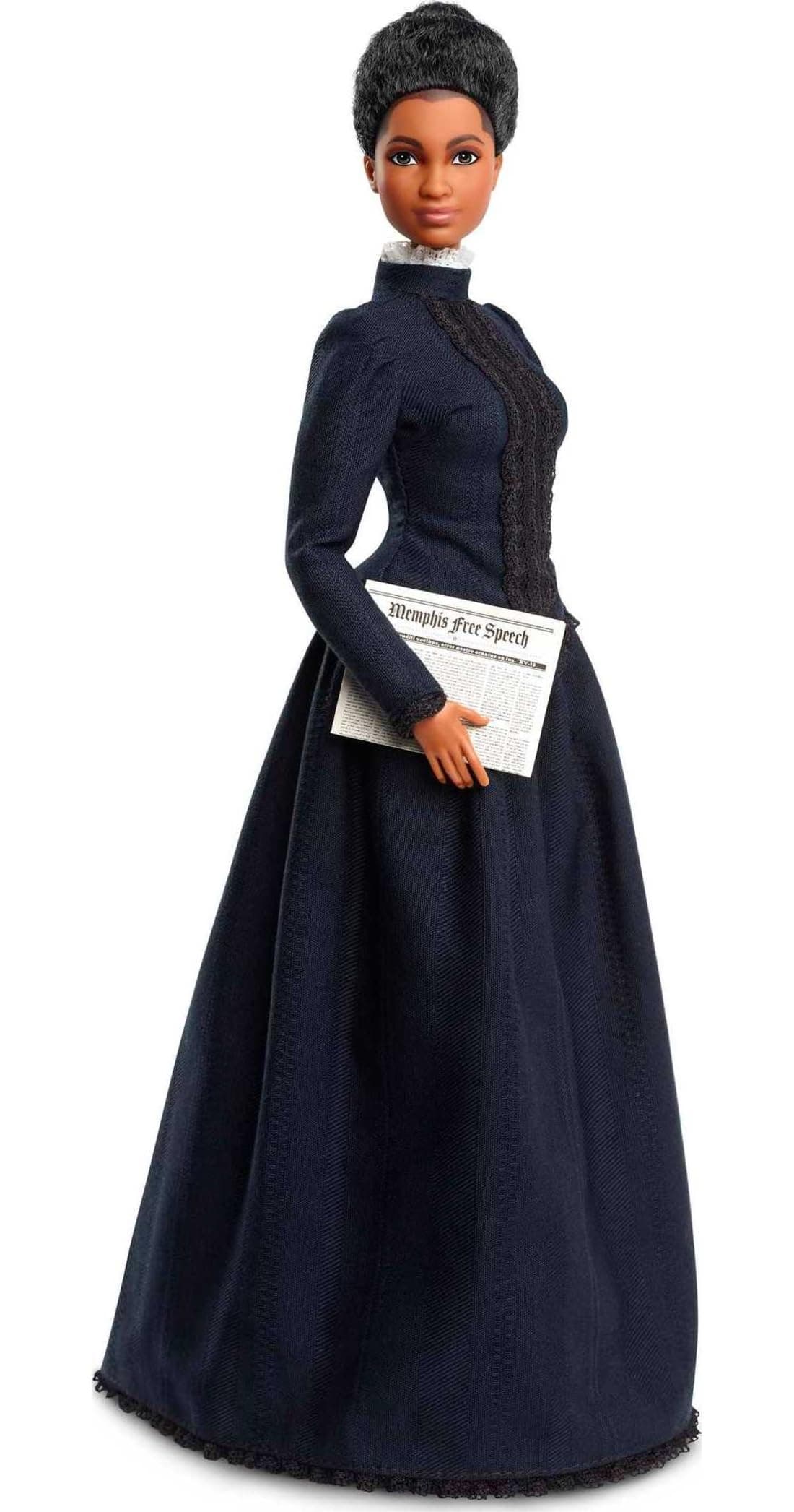 Barbie Ida B. Wells Inspiring Women Doll Wearing Blue Dress, with Newspaper Accessory, Gift for Collectors and Kids Ages 6 Years Old & Up
