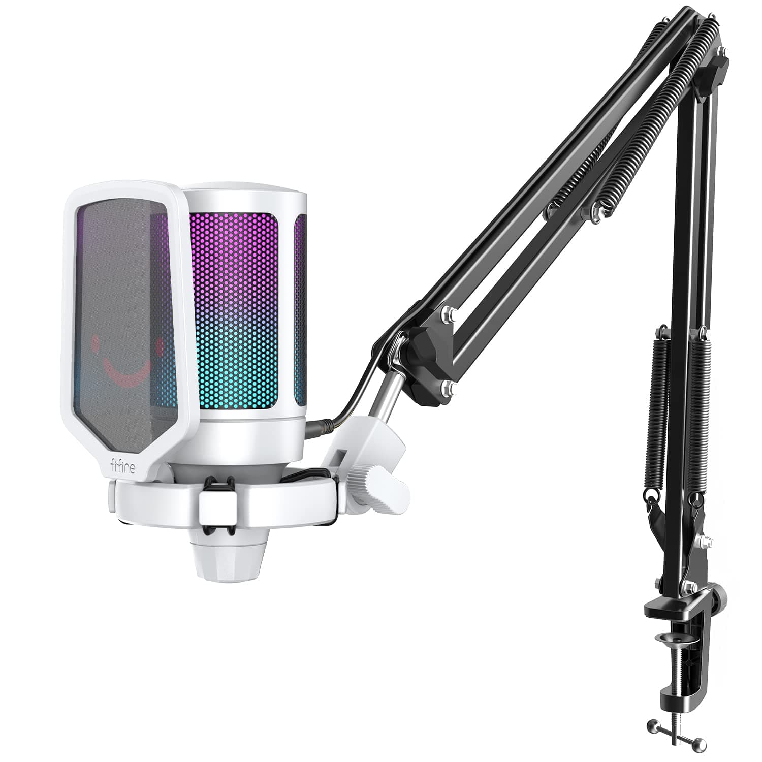 Gaming Mic Kit Bundle, PC USB Computer Condenser Microphone Set with Quick Mute, Arm Stand, for PS4/PS5/MAC-A6T White