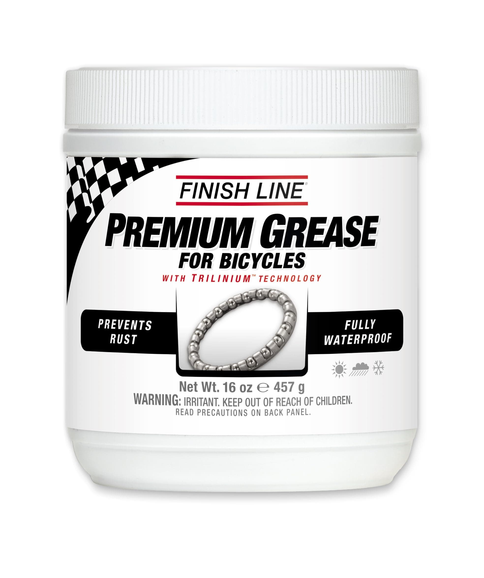 Finish Line Premium Grease for Bicycles – Advanced Waterproof/Extreme Pressure Grease – Long-Lasting Protection for Bearings, Threads & Moving Parts – 1lb Tub