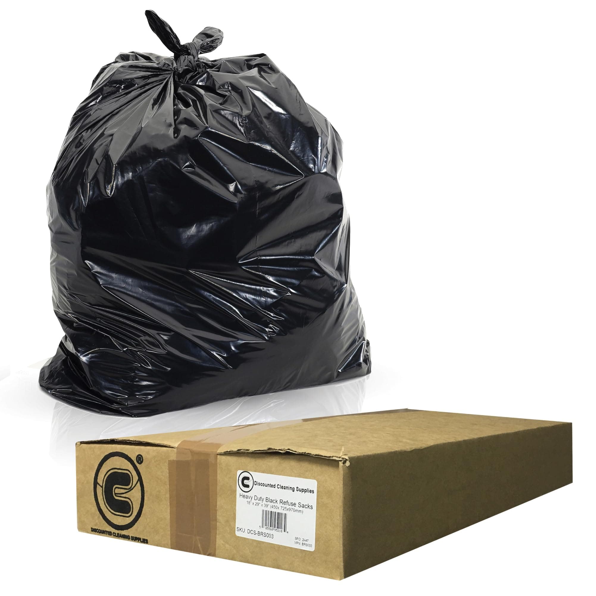 200 Heavy Duty Black Bin Bags 80L