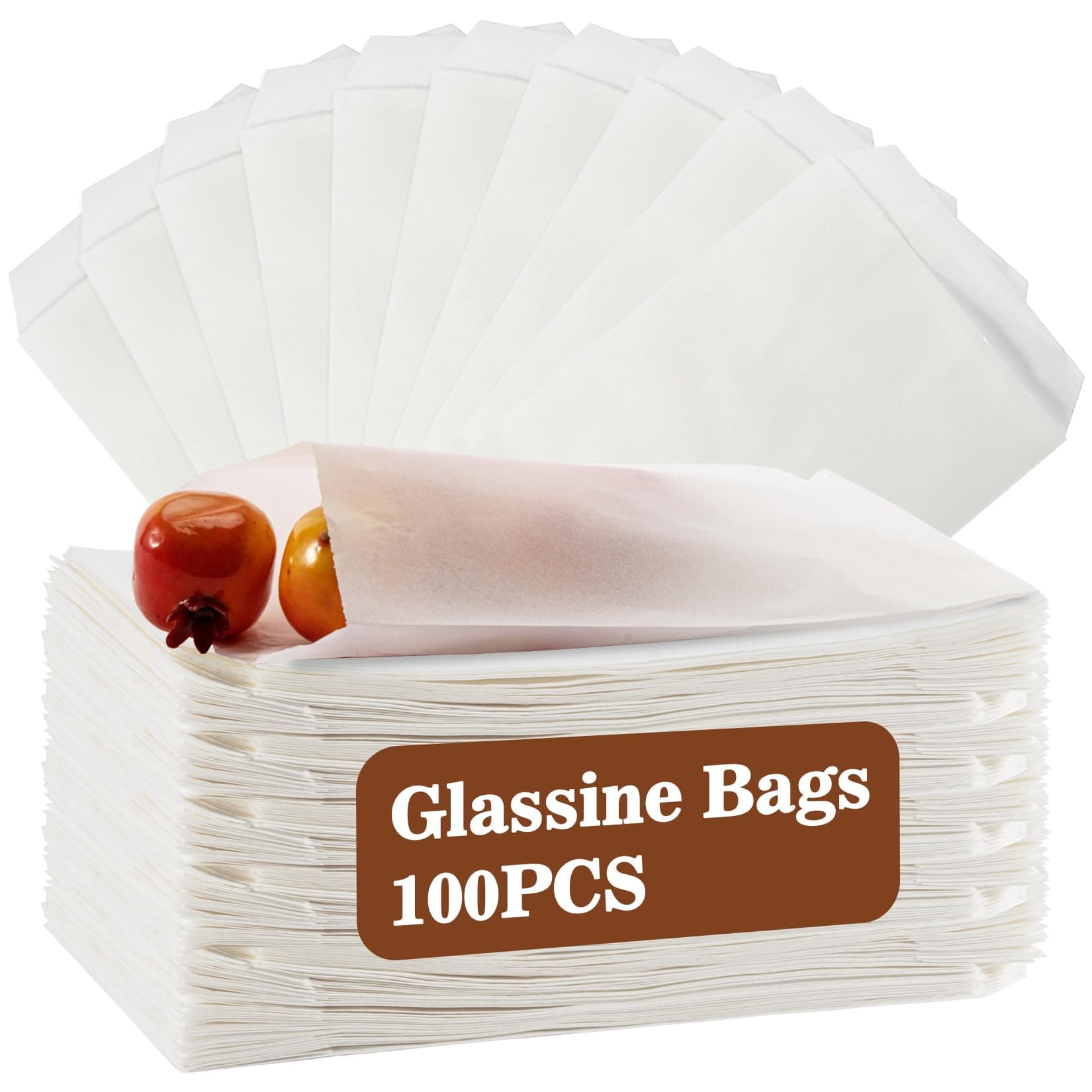 MAQIHAN 100 Pcs Glassine Wax Paper Bags - Glassine Envelopes, Wax Paper, Sandwich Food, French Fries Bags, Individual Cookie Sleeves, Cake Slices, Soap Bars, Packaging Treat Bags, Dessert Baked Goods