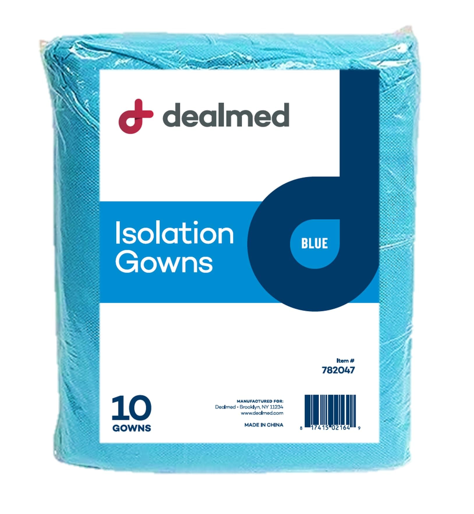 Blue Isolation Gown – Disposable Medical Gowns, Latex-Free, Perfect for Hospitals, Medical Facilities, and Physicians’ Offices (Pack of 10)