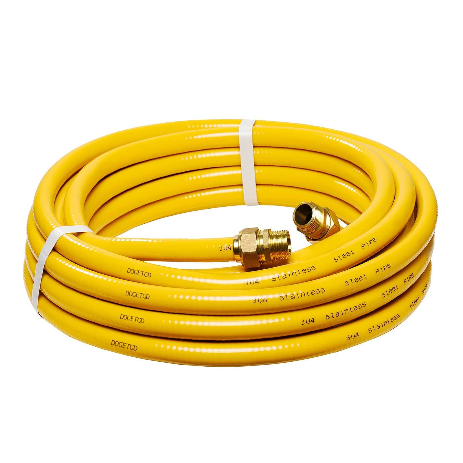 CSST 1/2" Gas Line 37ft Corrugated Stainless Steel Tubing Flexible Gas Line 1/2inch Natural Gas Hose Pipe Kit with 2 Male Adapter Fittings
