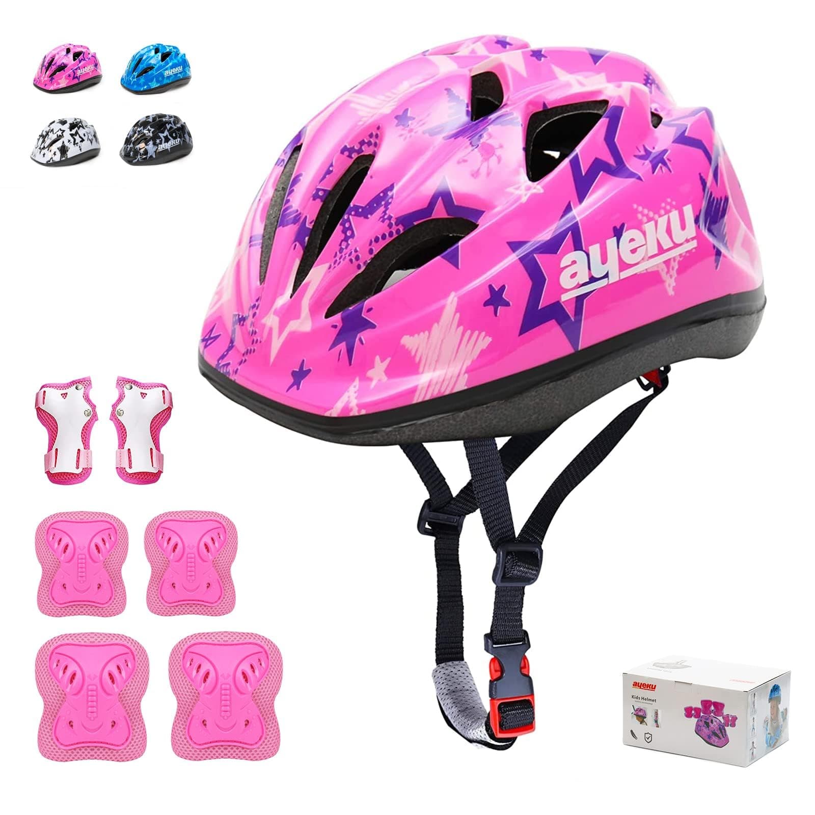 Adjustable Helmet for Ages 5-16 Kids Toddler Boys Girls Youth,Protective Gear with Elbow Knee Wrist Pads for Multi-Sports Skateboarding Bike Riding Scooter Inline skatings Longboard Roller Skate