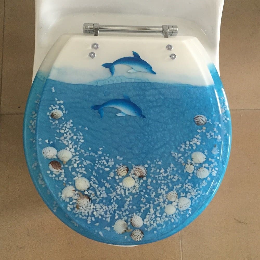 Heavy duty Dolphin Aquarium Elongated Oval Toilet Seats with Cover Acrylic Seats.("19 Inch)