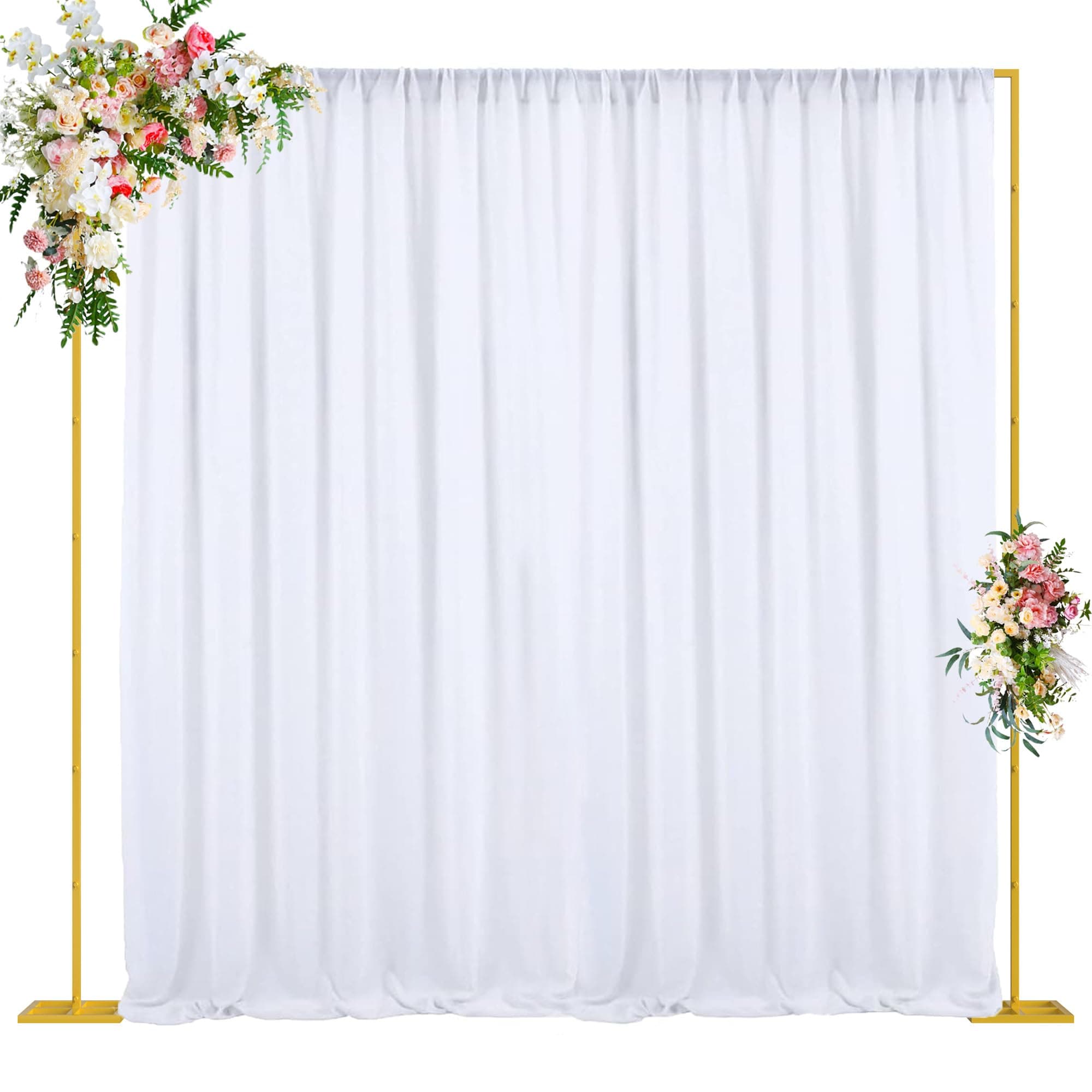 Wokceer 10x10 FT Backdrop Stand Heavy Duty Pipe and Drape Kit, Adjustable Gold Backdrop Stand for Wedding Birthday Party Photography Photo Booth Background Christmas Decoration