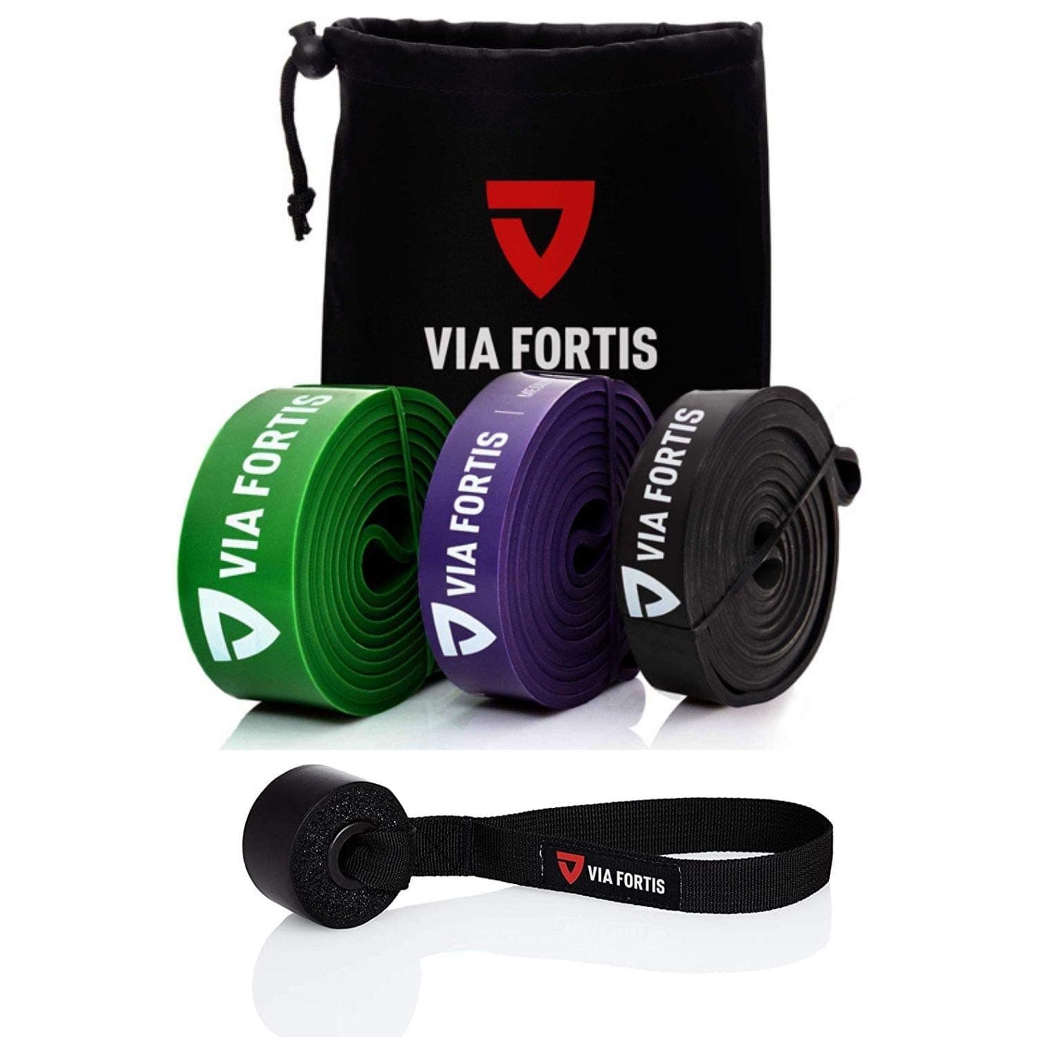 VIA FORTIS Premium Resistance Bands + Exercise Guide and Bag - Resistance Bands/Pull-Up Band and Pull-Up Aid/Fitness Band/Training Bands for Fitness & Power Training