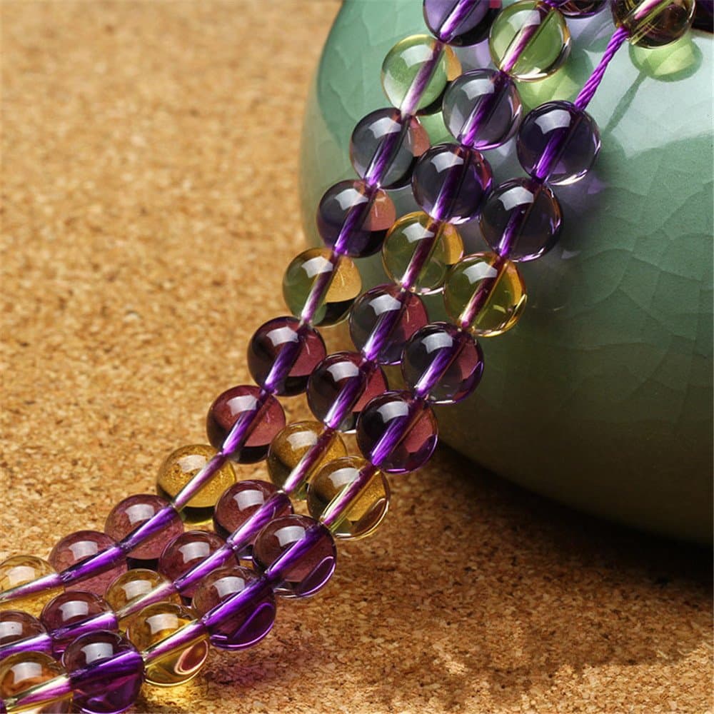 Grade AAA Natural Ametrine Round Beads Strand, 6-12mm (SZ011) (8mm)