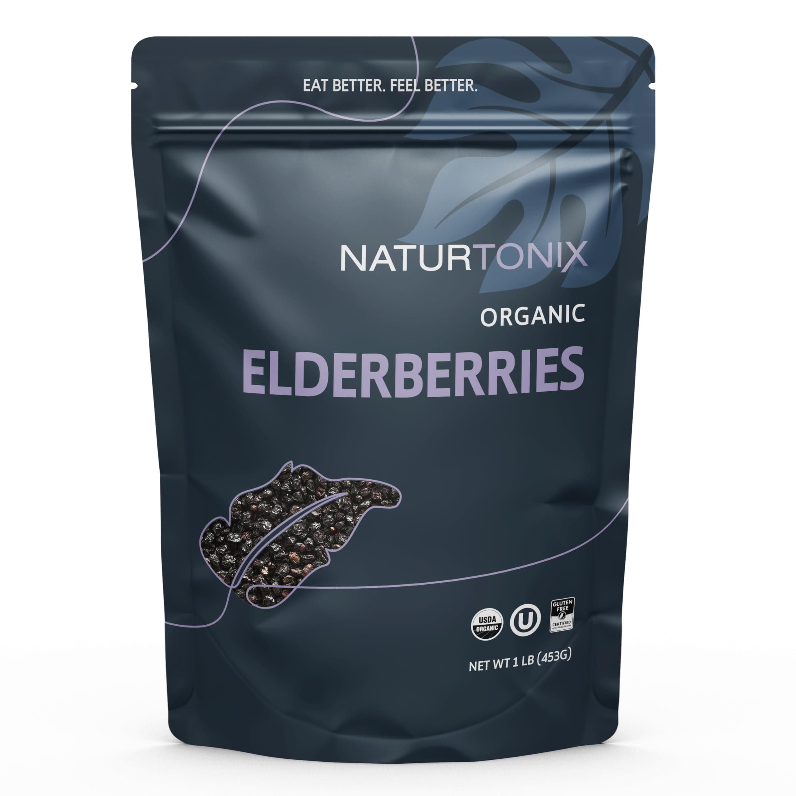NaturtonixUSDA Organic Whole Dried Elderberries, All Natural Immune Booster, Vegan, Gluten Free & Non-GMO, Vitamin C, Sambucus Nigra, For Making Tea, Syrup, Jam & Gummies, 1 PoundUSDA Organic
