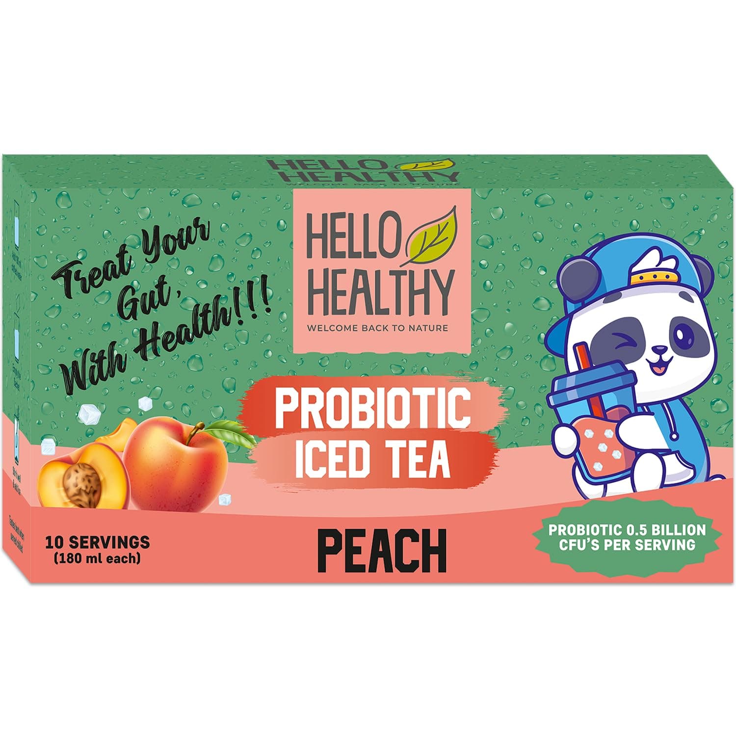 Peach Flavour Iced Tea Pack Of 10 Sachet (180 ML Each) | Summer Drink | Instant Ice Tea Powder | Ready to Drink | Instant Drink | Refreshing Drink | No Artificial Ingredients