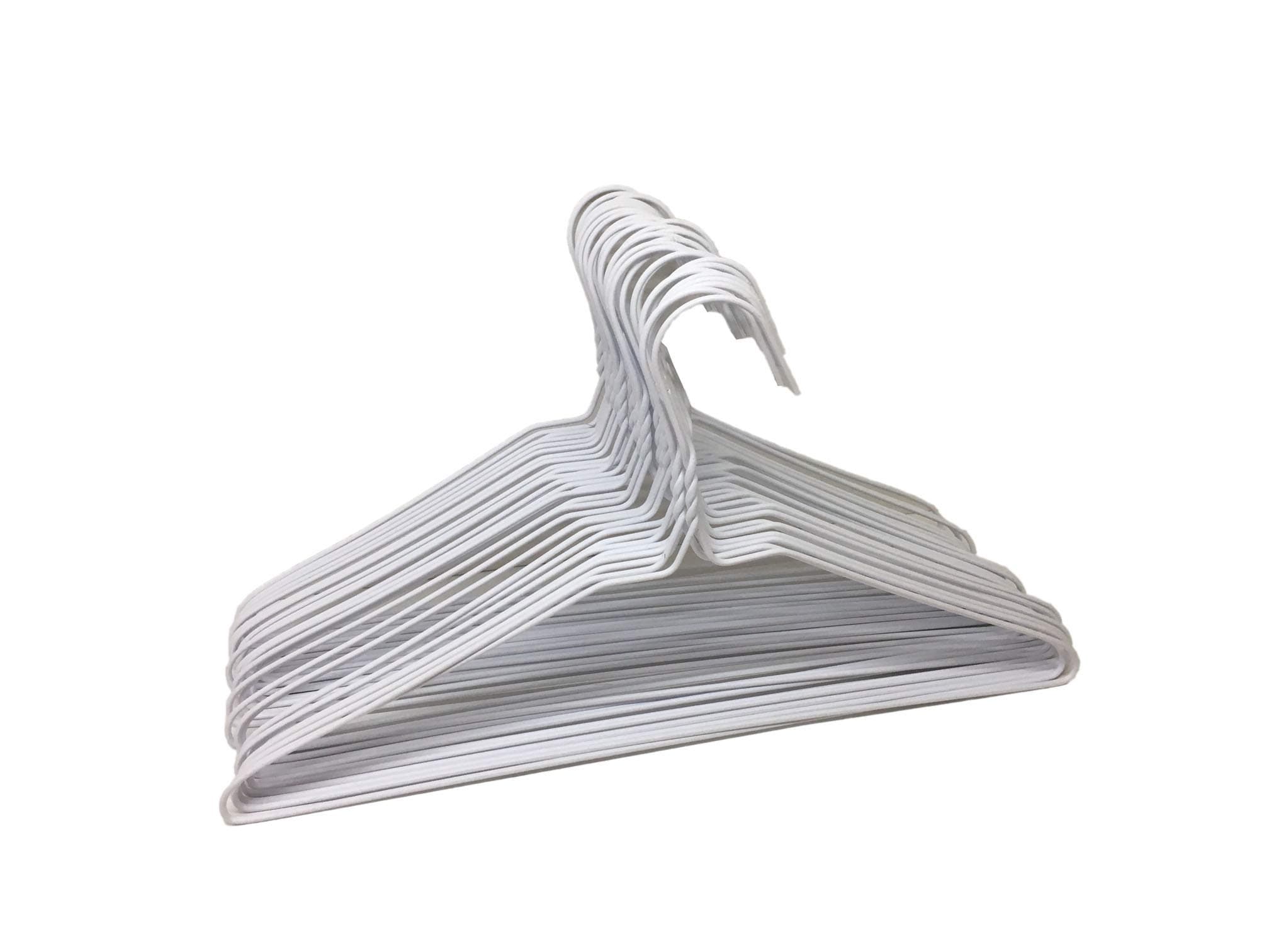Pack of 30 Wire Hangers Steel Metal Drip Dry Coat Clothes Hangers -Metal Coat Hangers are Made of Stress-Hardened 13 -Gauge Steel Wire with a Thin Plastic (NOT Lacquer) Coating.
