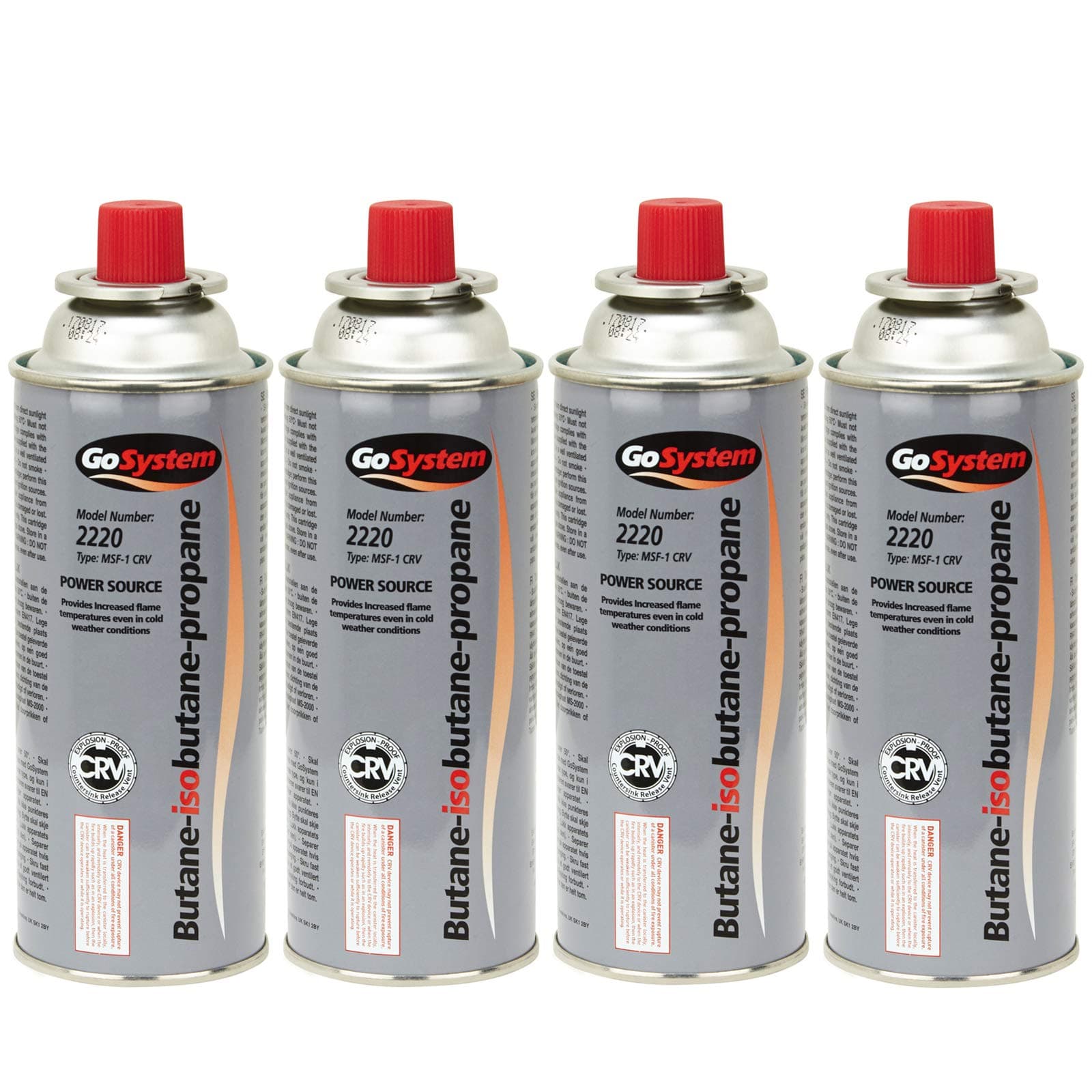 Go System Valve Gas Cartridge Camping Gas Stove Cartridge Burner Iso-Butane/Propane 227 g, 4