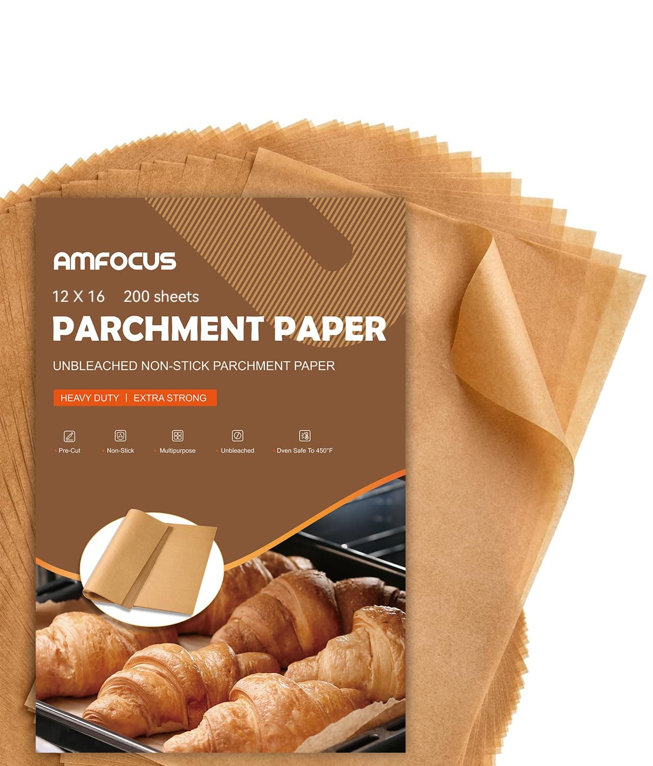 200 Pcs Parchment Paper Sheets, Unbleached Baking Parchment Sheets for Baking, 12x16 Inch Non-Stick Pre-cut Baking Paper Liners for Oven, Airfryer, Steam - Fit for Half Sheet Pans