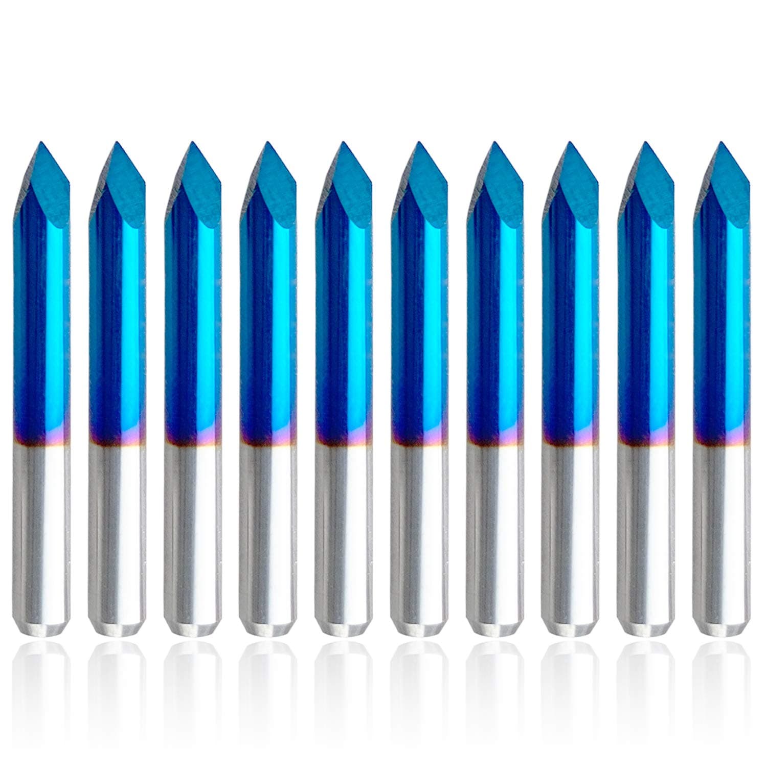 FoxAlien Each Angle 0.1mm Taper Engraving, V-Bit, End Mill, CNC Router Bit, 1/8" (3.175mm) Shank, Nanoparticle Coating Sharp, Pyramid Bit, Acrylic, Wood, MDF, Aluminum Lettering Sign Making (60°*0.1)