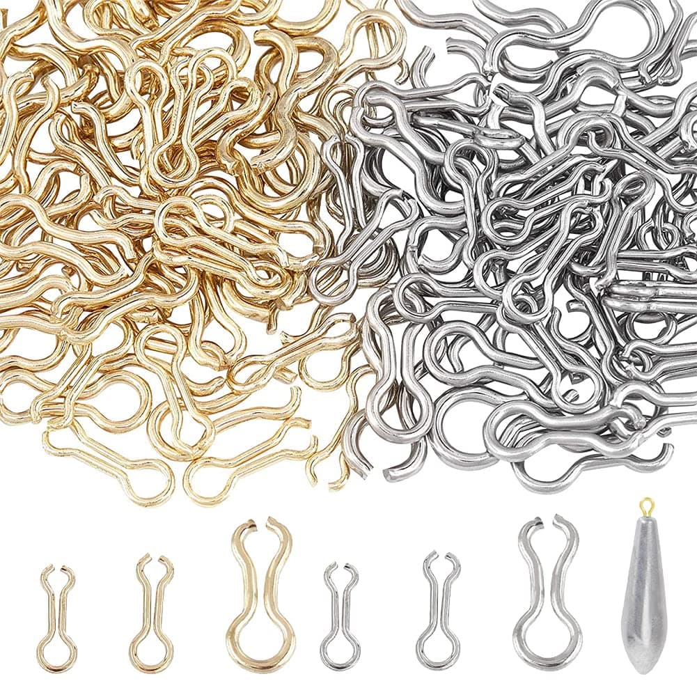 SUPERFINDINGS 240Pcs 3 Sizes Fishing Sinker Eyes Eyelets DIY Fishing Lures Eyelet 2 Colors Stainless Steel 8-Shaped Loops Eyelets Swivels Clip for Lead Weights Molds Tackle Accessories