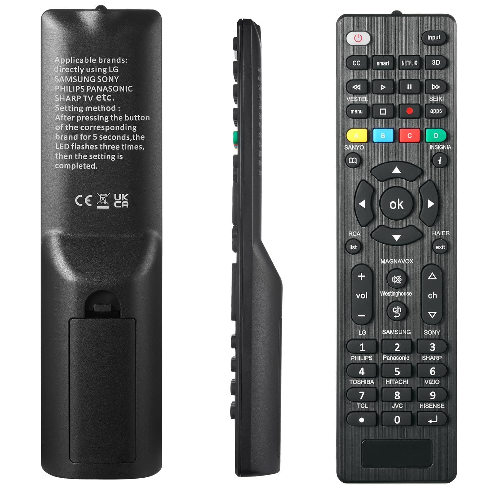 Universal TV Remote Control is Suitable for LED Smart TVS of LG,Samsung,Sony,Philips,Panasonic,Sharp,Toshiba,Hitachi,VIZIO,TCL,JVC,Hisense and Other Brands (1pack)