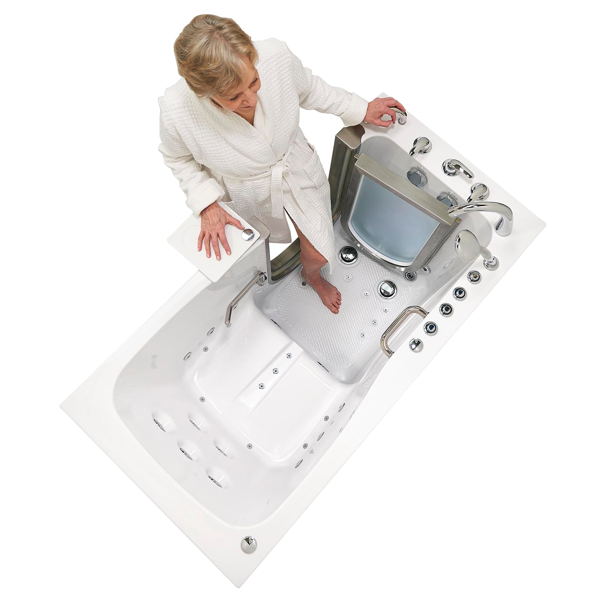 Ella Ultimate 30"x60" Acrylic Air & Hydro + Independent Foot Massage Walk-In-Bathtub, Left Door, Heated Seat, 5 Piece Fast Fill Faucet, 2" Dual Drain