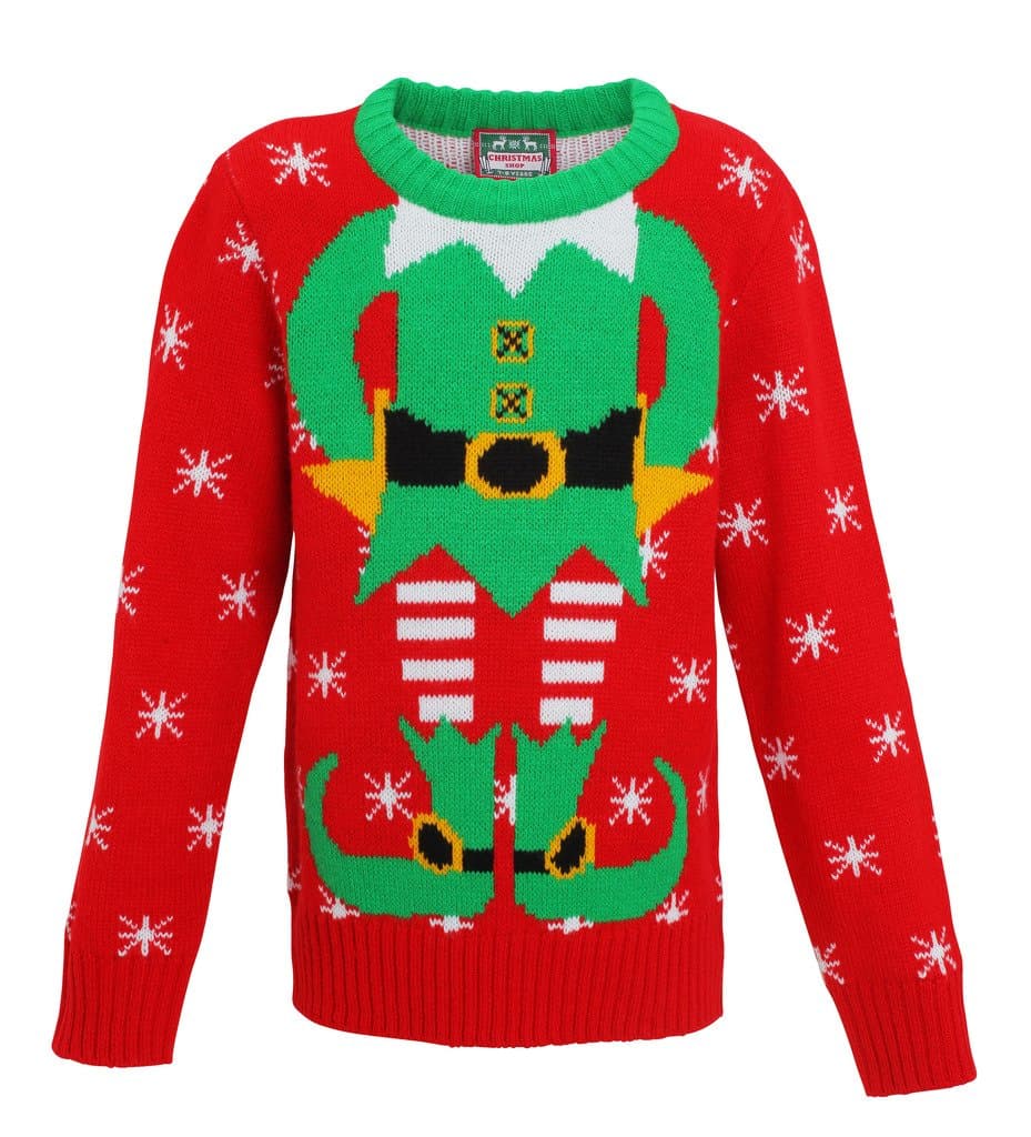 Christmas Jumper Kids elf Knitted Jumper-Xmas elf Boys-Girls Sweater