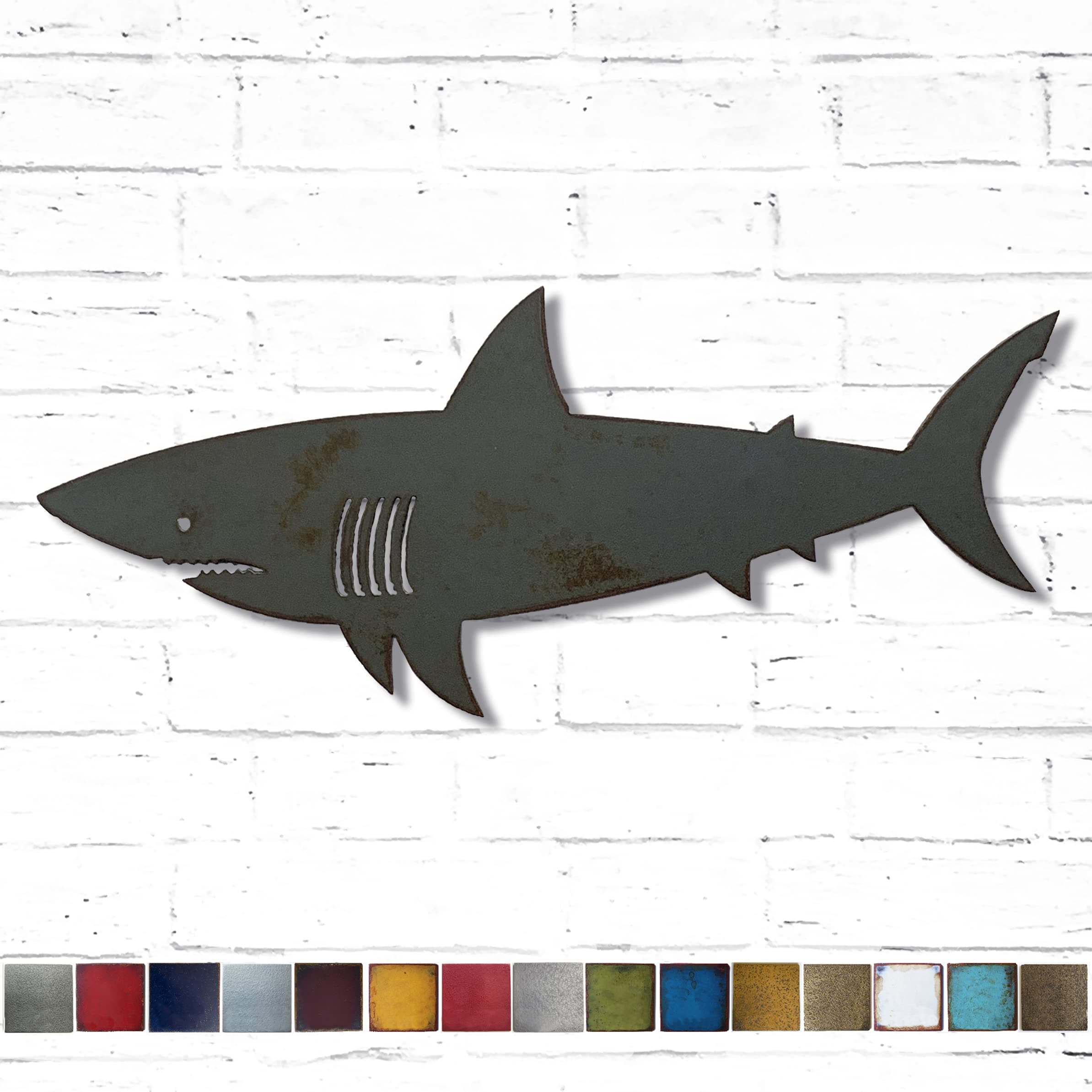 Shark metal wall art - 36 or 47" long - Handmade - Choose your size and patina color