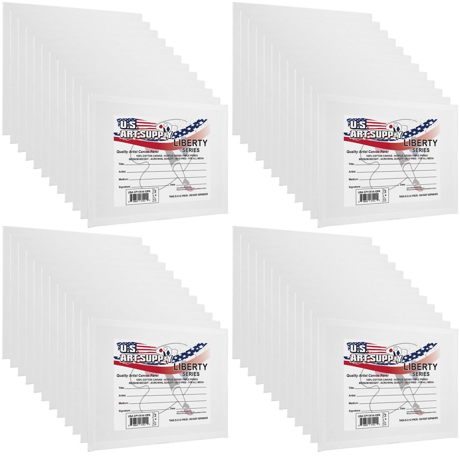 U.S. Art Supply 9 X 12 Inch Art Canvas Board Panels 48 Pack - 8 Ounce Heavyweight Cotton Acid Free Canvases for Painting Acrylics and Watercolor (1 Case of 48 Single Canvas Painting Panels)