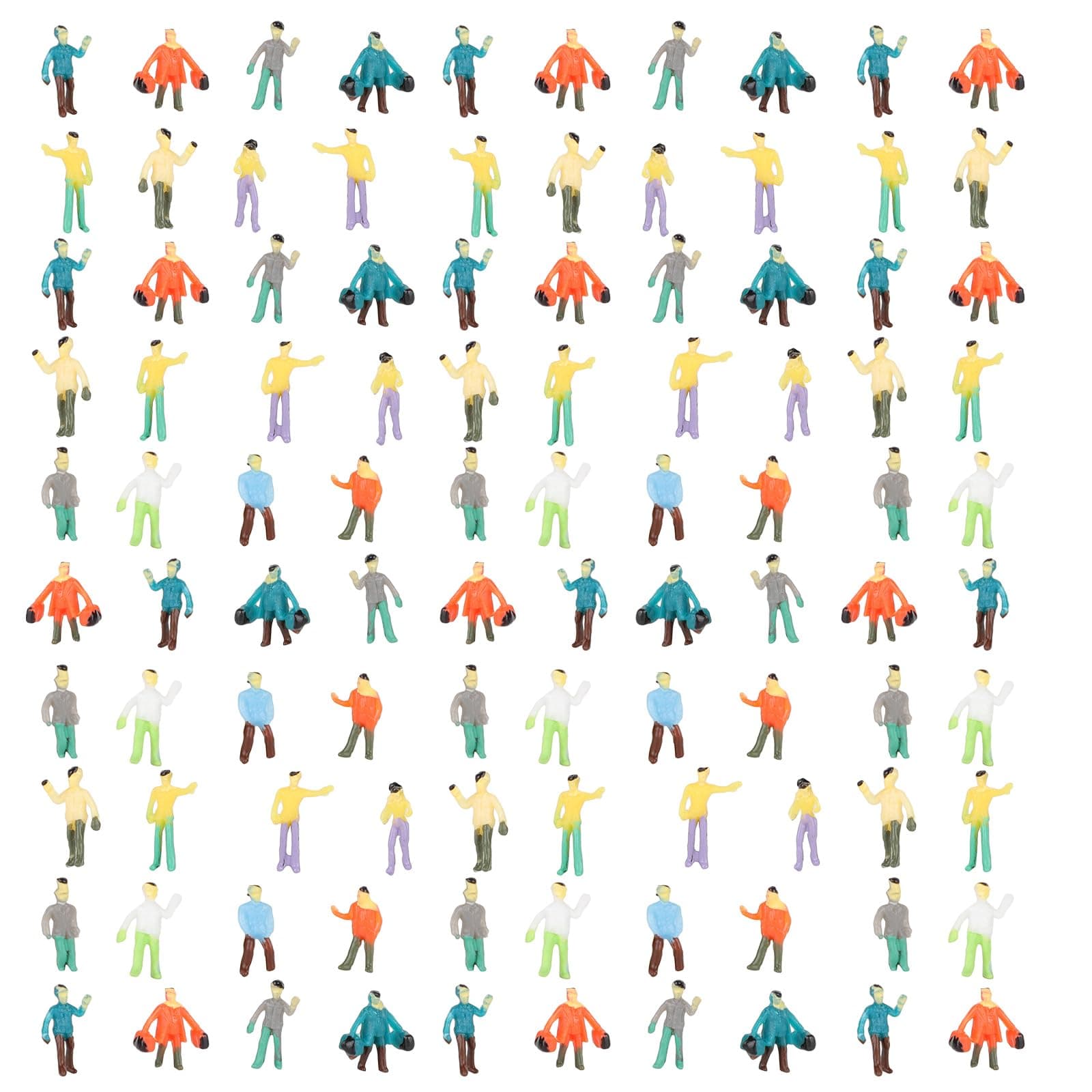 ZJIA 1:200 Scale Z Gauge Painted Layout Train People DIY Figure Model (Pack of 100)