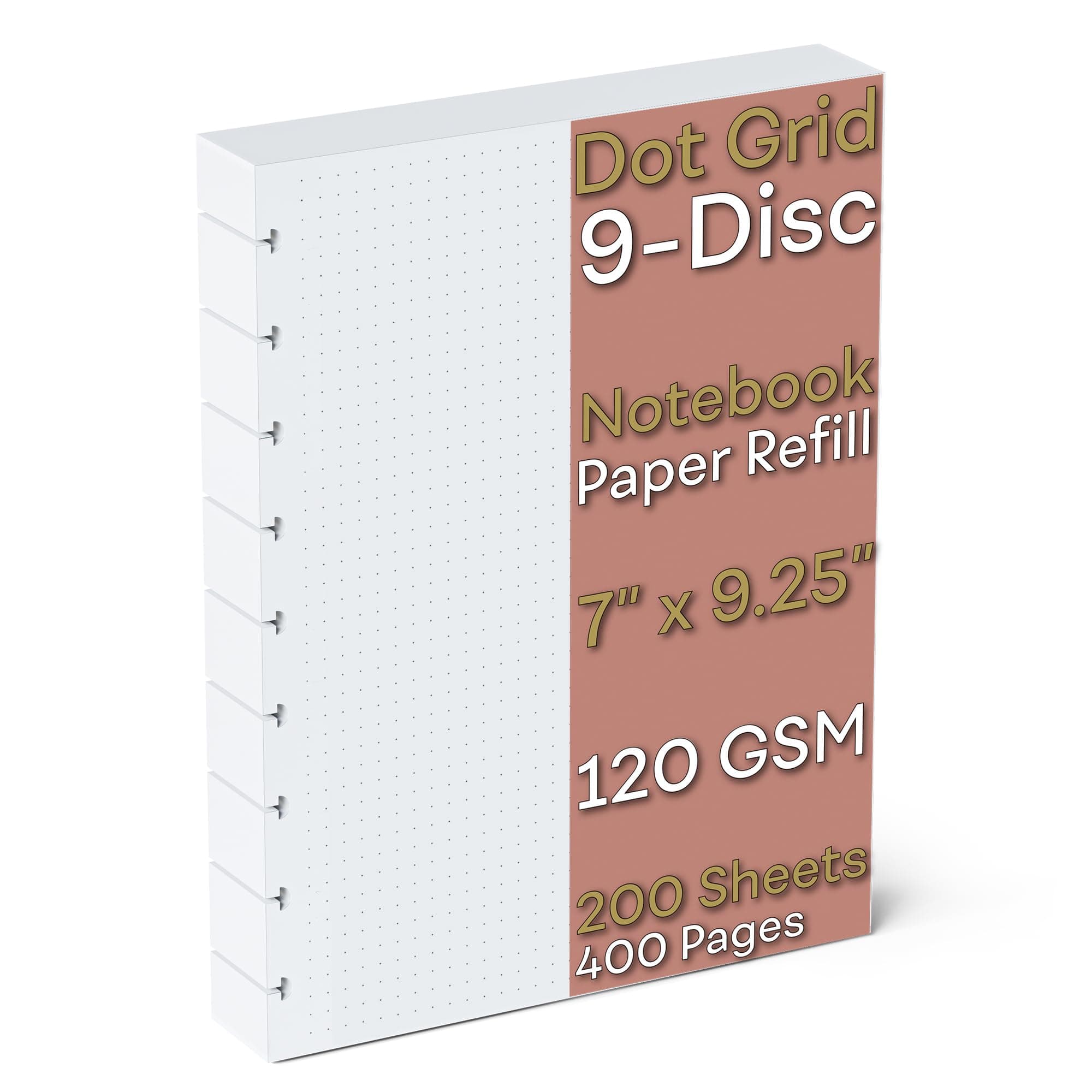 SORT OUT MY LIFE Discbound Dotted Grid Paper, 120 GSM Refill, 200 Sheets (400 Pages), 9 Disc Pre-Punched Happy Planner Inserts, Loose Leaf, White, 7 inch x 9.25 Inch