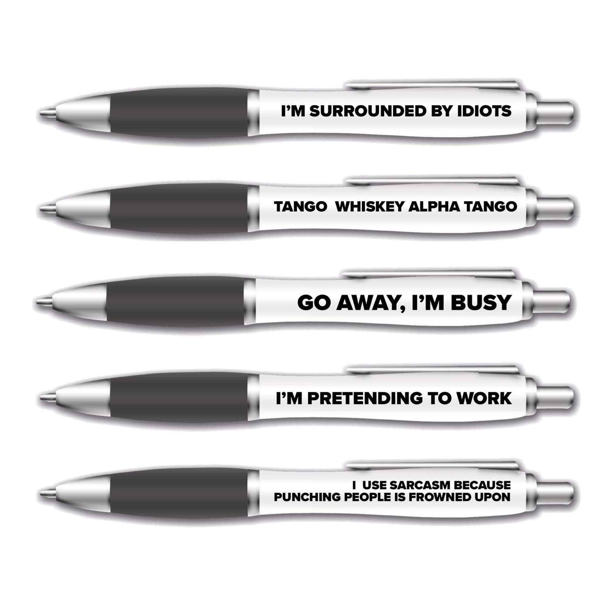 Filthy Sentiments 5 Pack of Ballpoint Pens - Funny Pen Set For Colleagues - Funky Stationery Quirky Gift - Office Desk Accessories - Rude Pen Set - Funny Friend Gift