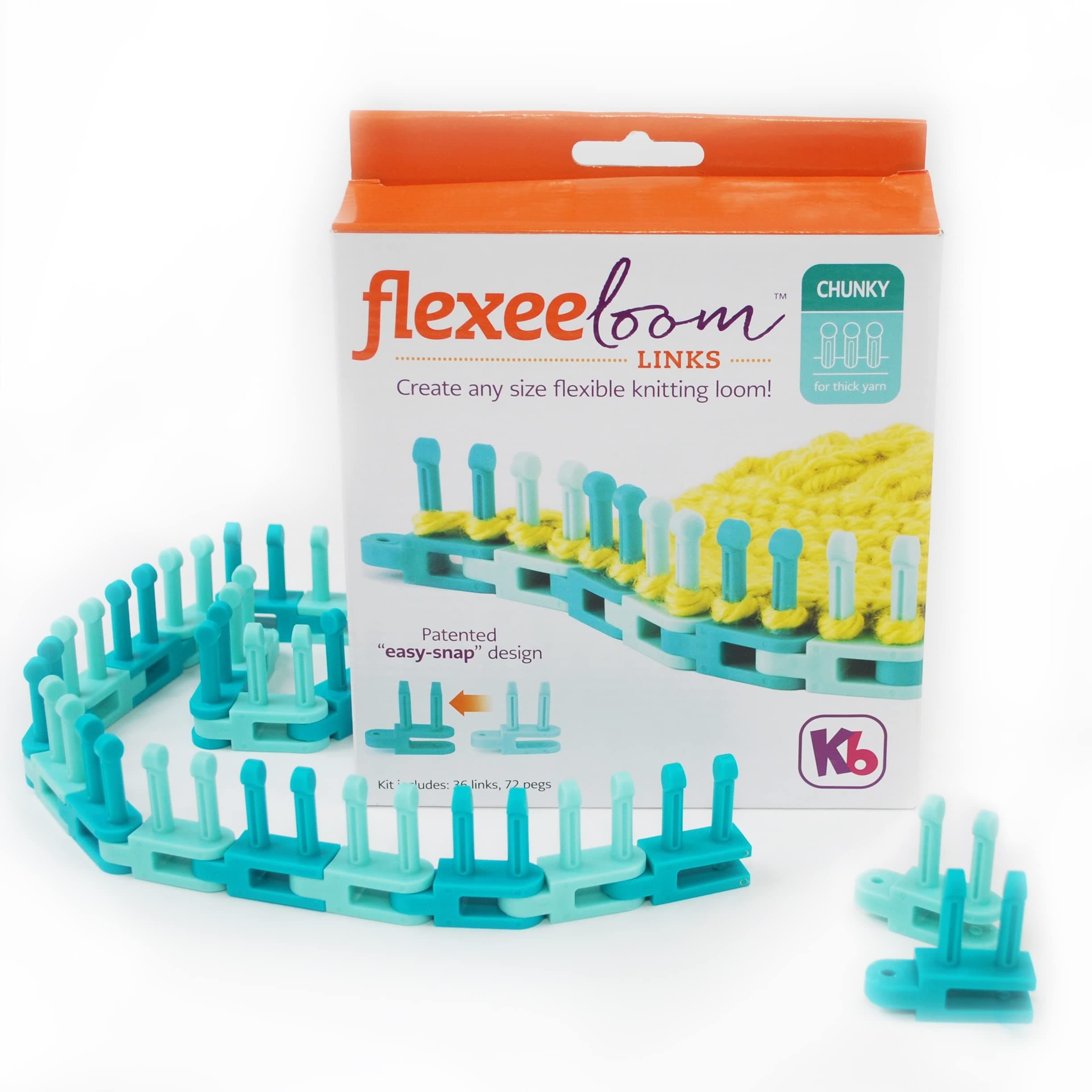 Authentic Knitting BoardFlexee Chunky Loom Links, Teal & Turquoise 36 Piece