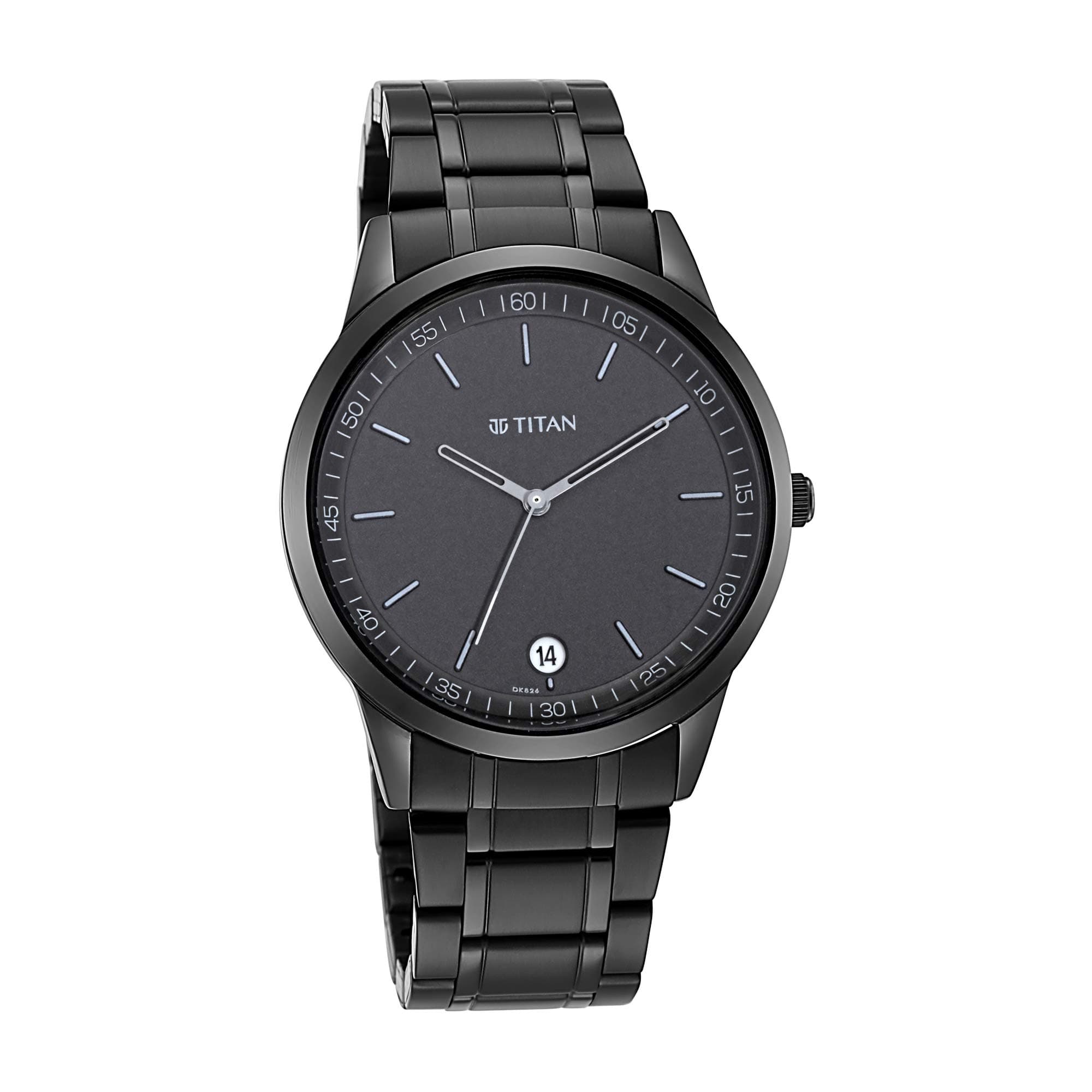 Titan Timeless Style Watch: Refined Black Dial and Metal Strap for Men - 1806NM01