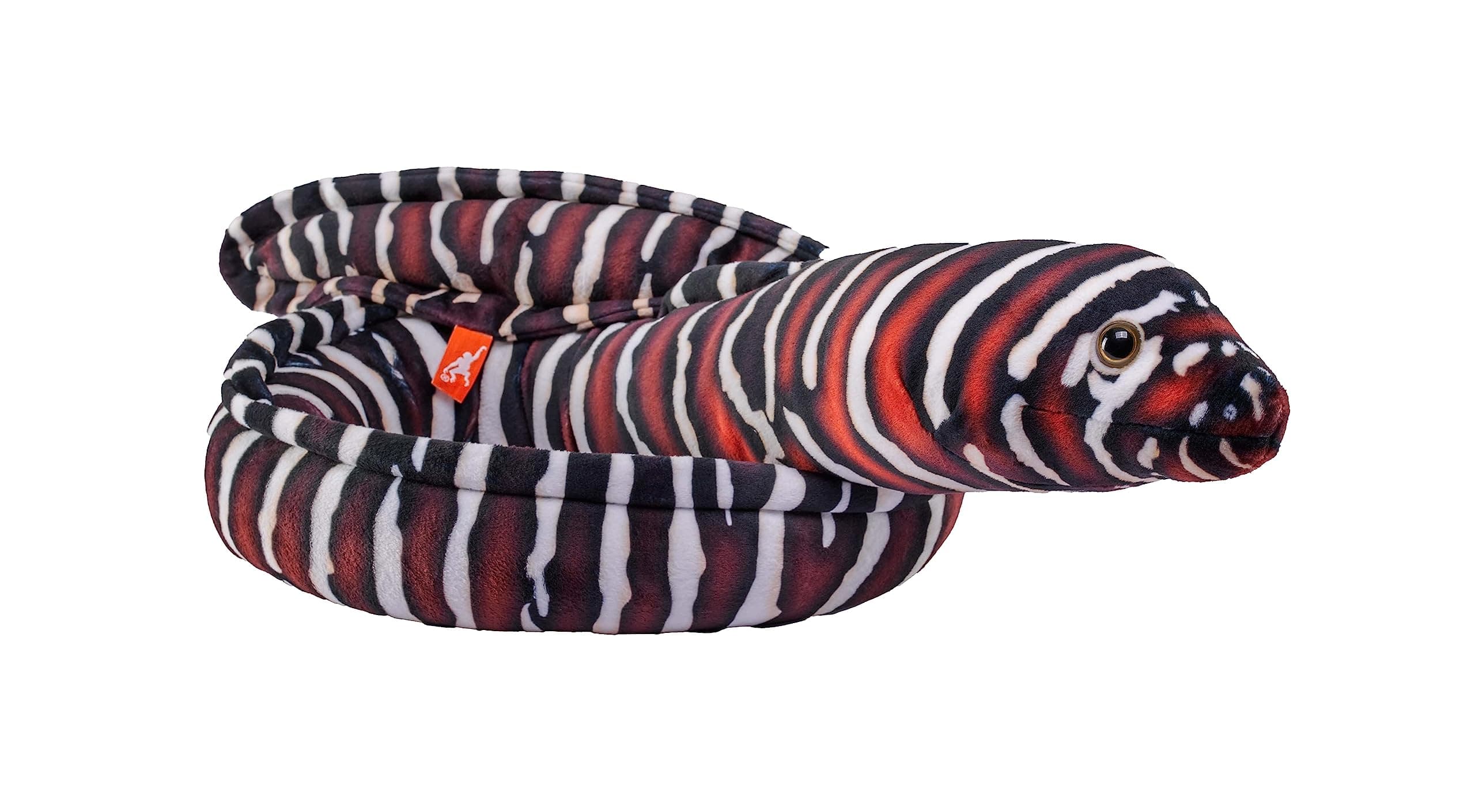 Wild Republic Living Ocean Zebra Moray EEL, Stuffed Animal, 54 Inches, Plush Toy, Fill is Spun Recycled Water Bottles