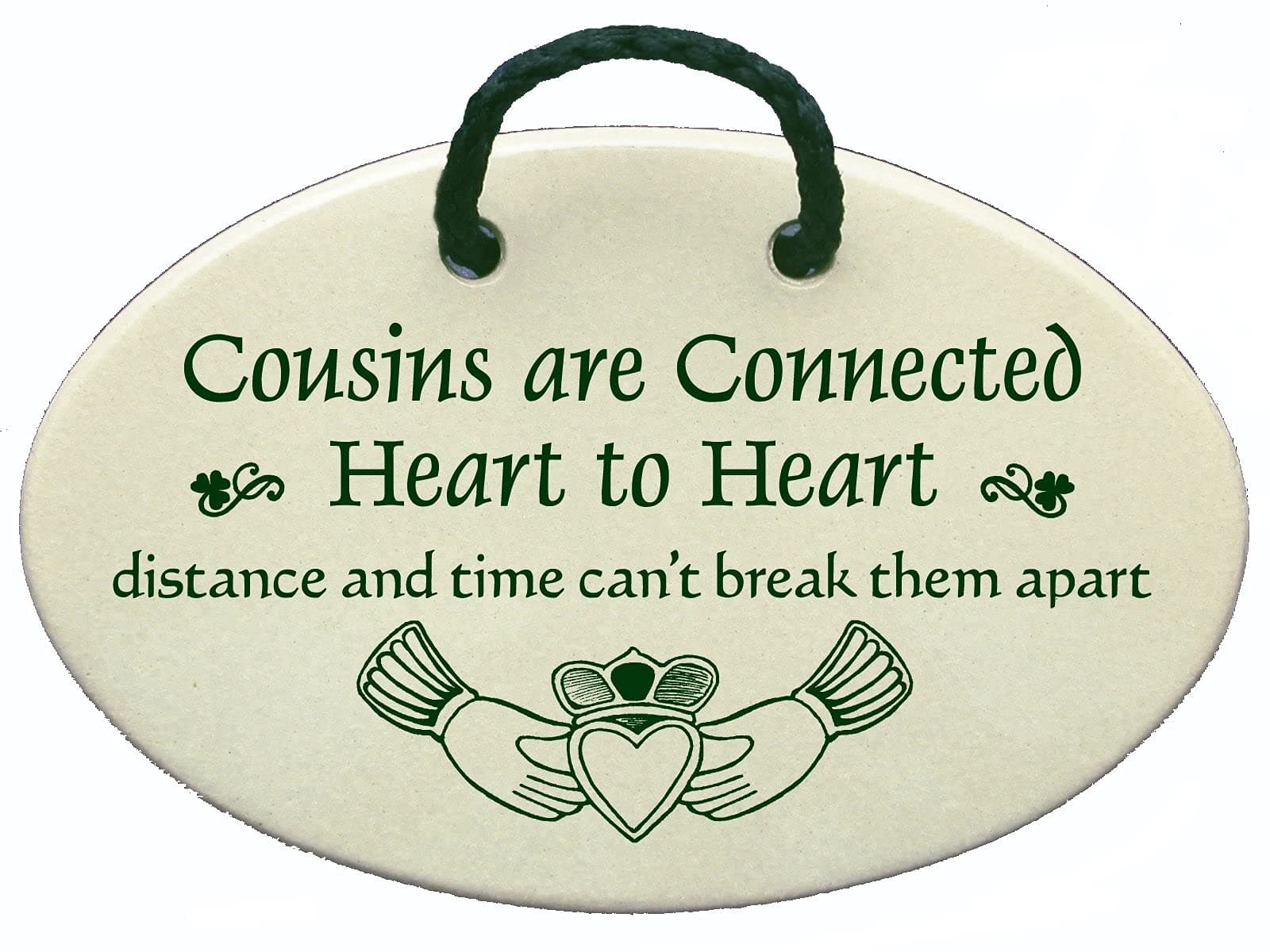 Irish Cousins Ceramic wall plaque, cousins connected heart to heart