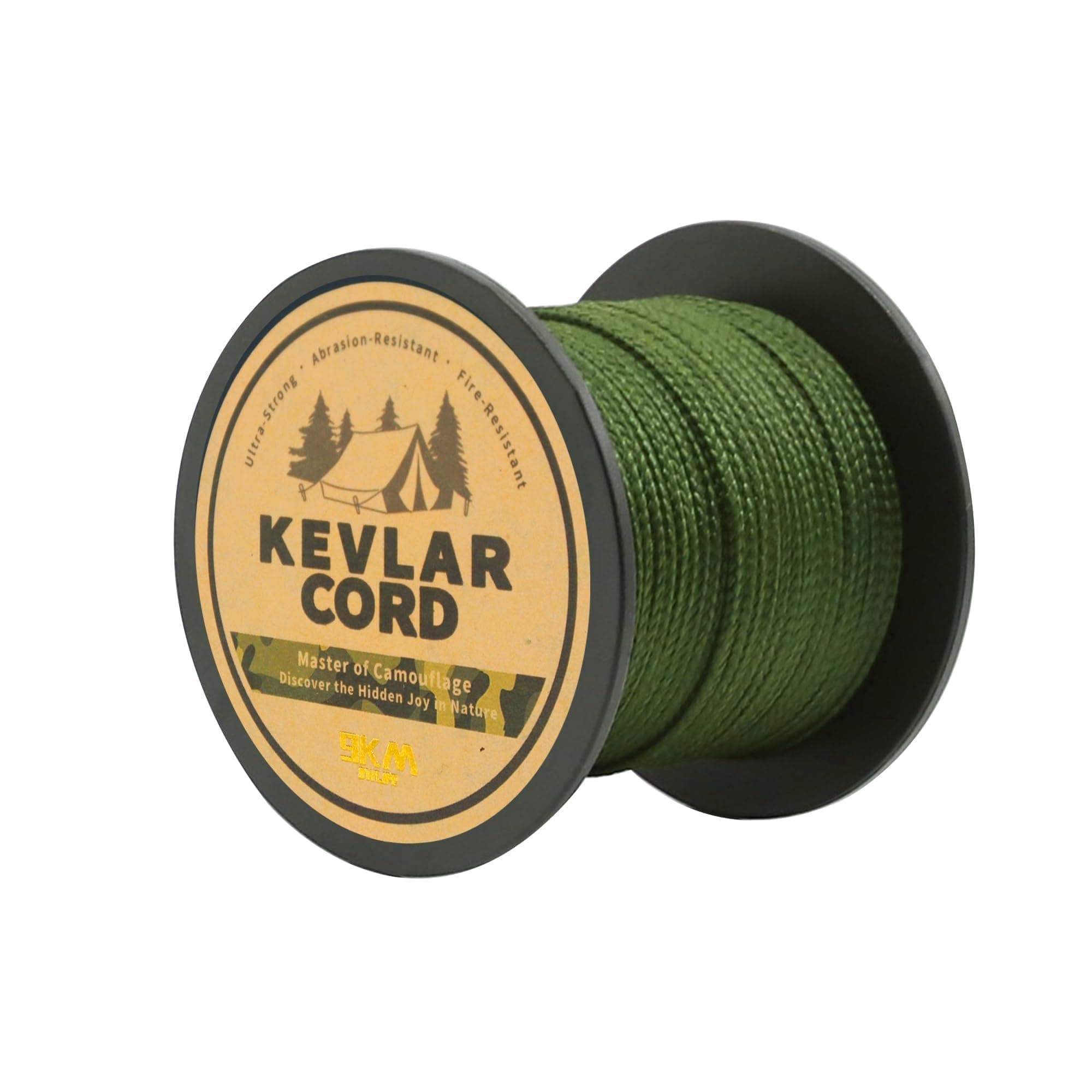 9KM DWLIFE Camo Green Kevlar Cord 150lb/200ft High Strength, Ultralight, Abrasion Resistance for Trip Wire, Saw, Model Rocket, Hammock Tarp Ridgeline, Tactical Survival for Outdoor