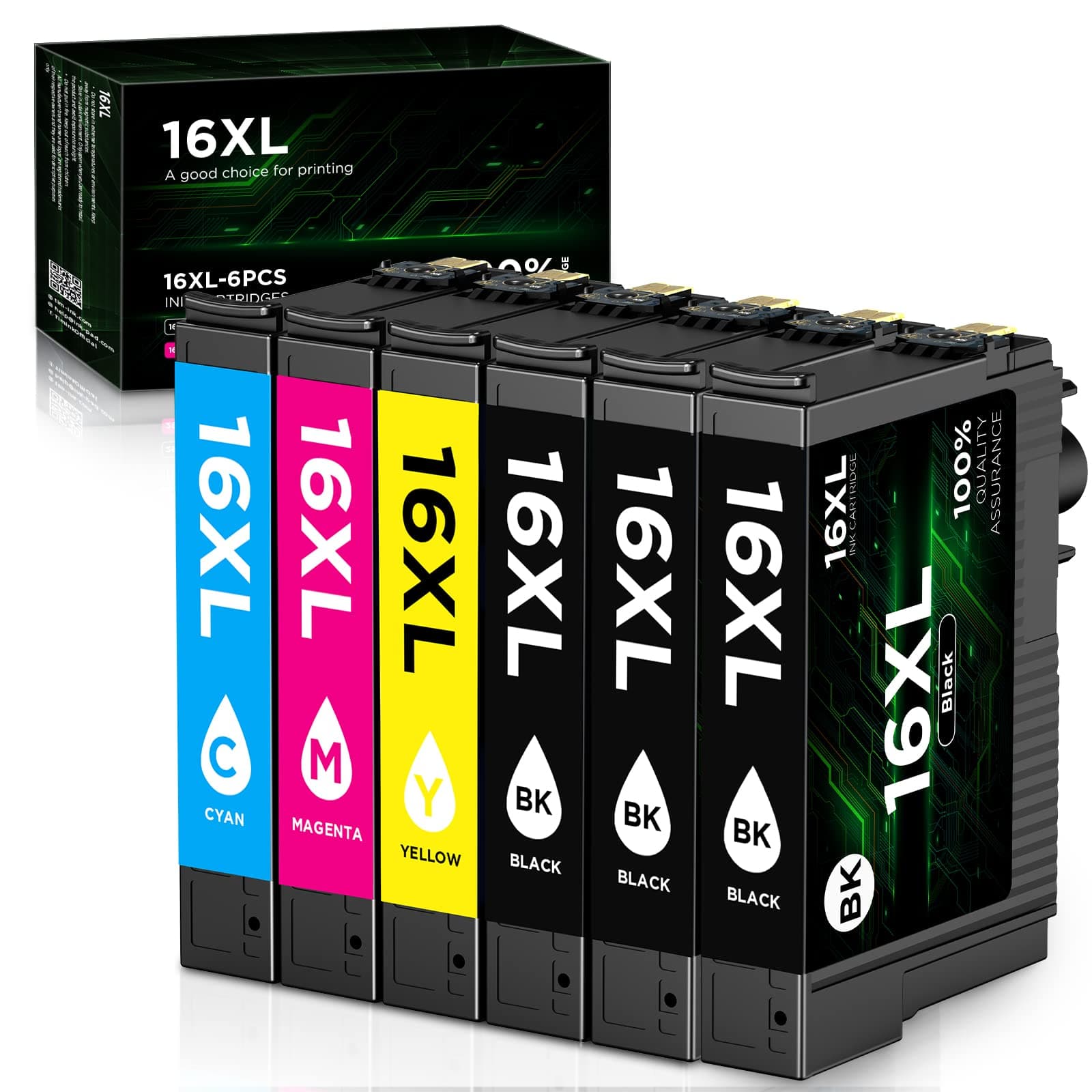 16 XL Ink Cartridges (6 Pack) Compatible with Epson 16 16XL Multipack for Workforce WF2750 WF2630 WF2530 WF2510 WF-2750 WF-2630 WF-2760 WF-2660 WF-2650 WF-2540 WF-2510 WF 2750