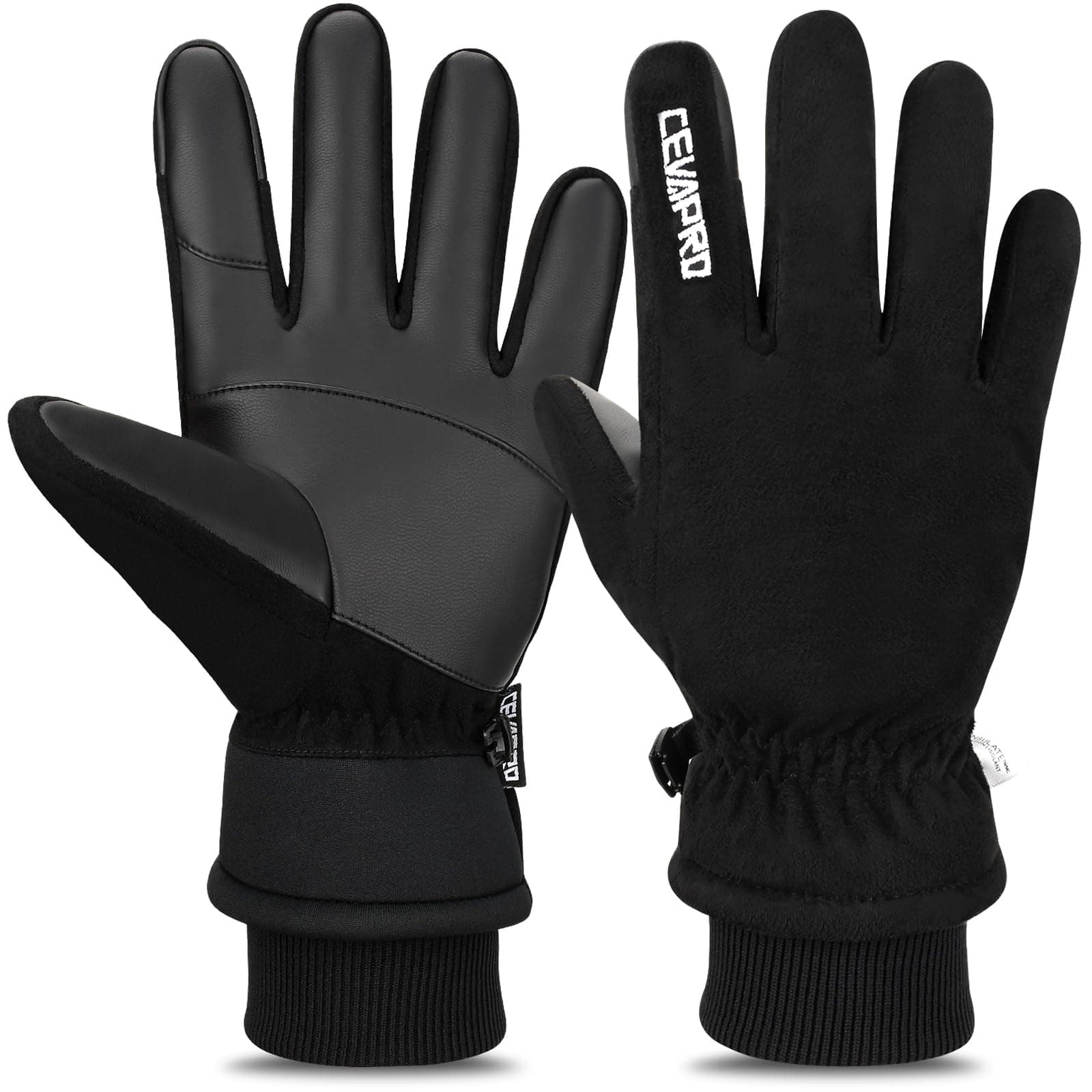 Winter Thermal Gloves for Men Women, -20℉ Anti-Slip Waterproof Deerskin Suede Insulated Touchscreen Gloves.