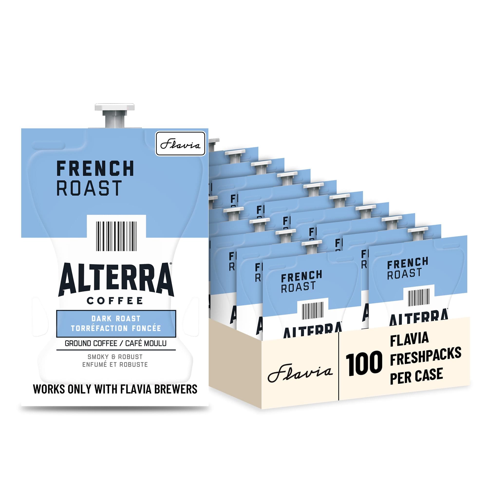 Flavia Alterra French Roast Coffee Freshpacks works only with Flavia Brewers, Dark Roast (Case of 100)