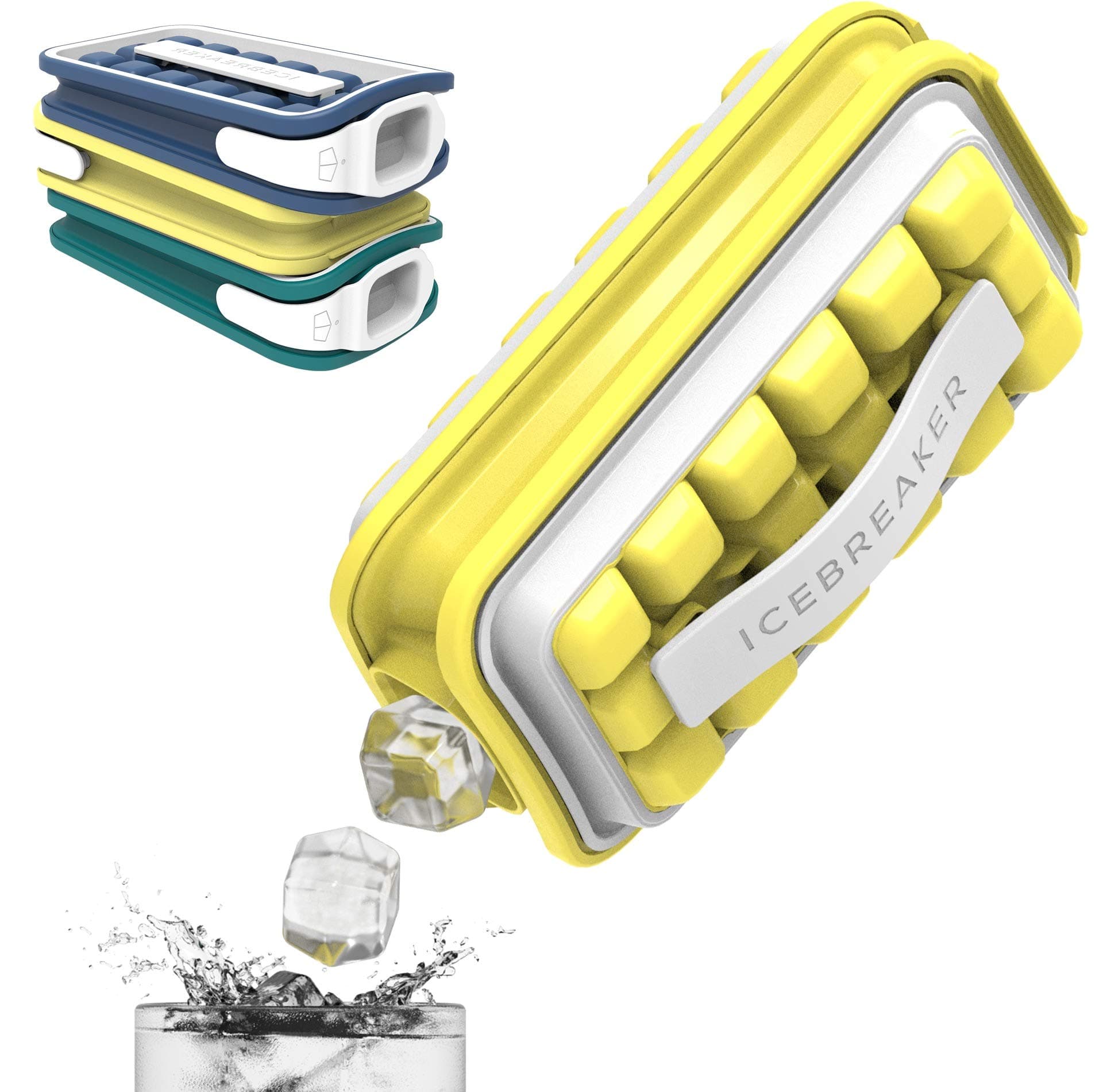 POP – Make and Serve Ice Without Ever Touching The Ice - The Sanitary Ice Tray for Freezer - NO Spills Silicone Ice Cube Tray with Lid - Ice Cube Maker Makes 18 Ice Cubes Pale Lemon