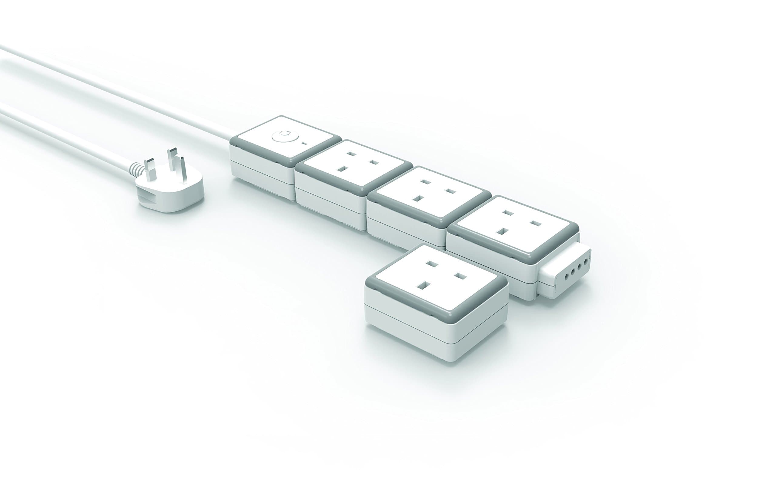 Qubic - Surge Protected Modular Power System - Four Socket Starter Pack - 1m Cable Extension Lead UK Socket - Multi Plug Surge Protected