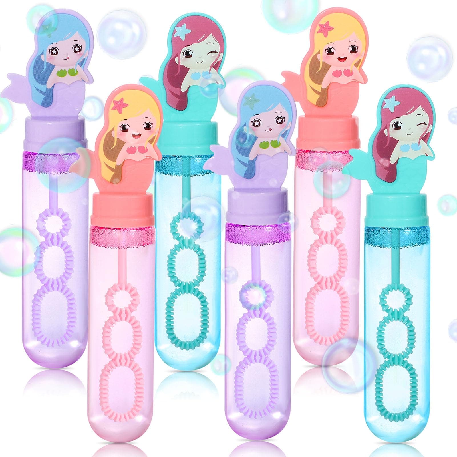 Winrayk Mermaid Bubble Wands for Kids Party Favors, 24 Large Bubbles Bulk, Easter Goody Bag Stuffers Pinata Filler Carnival Prizes Birthday Gift, Summer Toys Boys Girls Little Mermaid Party Favors