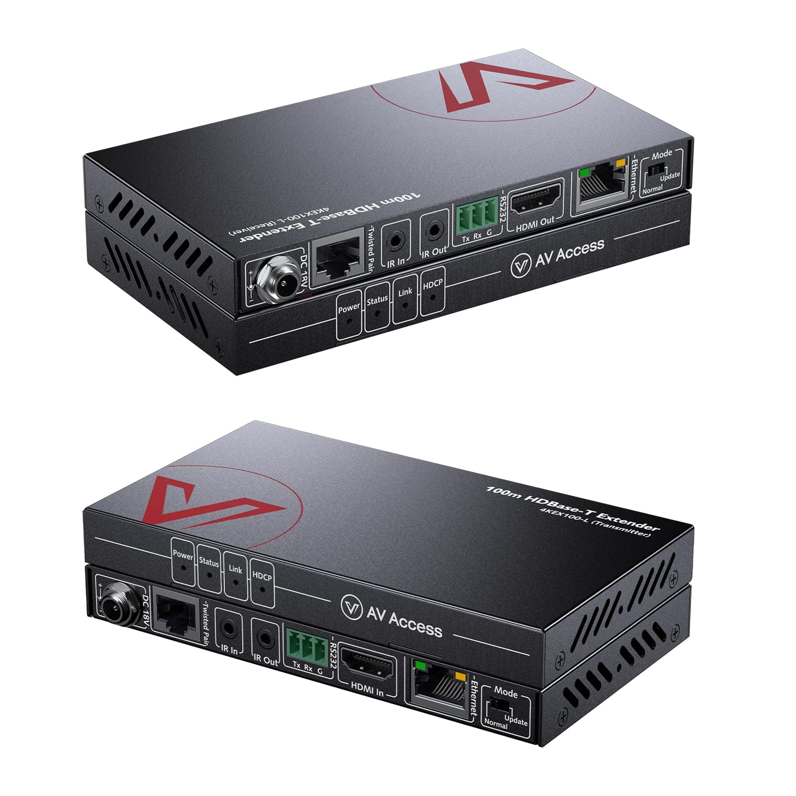 AV Access 100M/330ft (HDBaseT) HDMI Extender with LAN Extension, UHD 4K@60Hz 1080P@120Hz/60Hz, HDR10 and 3D, HDMI over Ethernet Cat5e/6a/7, EDID Management, 2 Way PoE + IR +RS232, HDCP 2.2