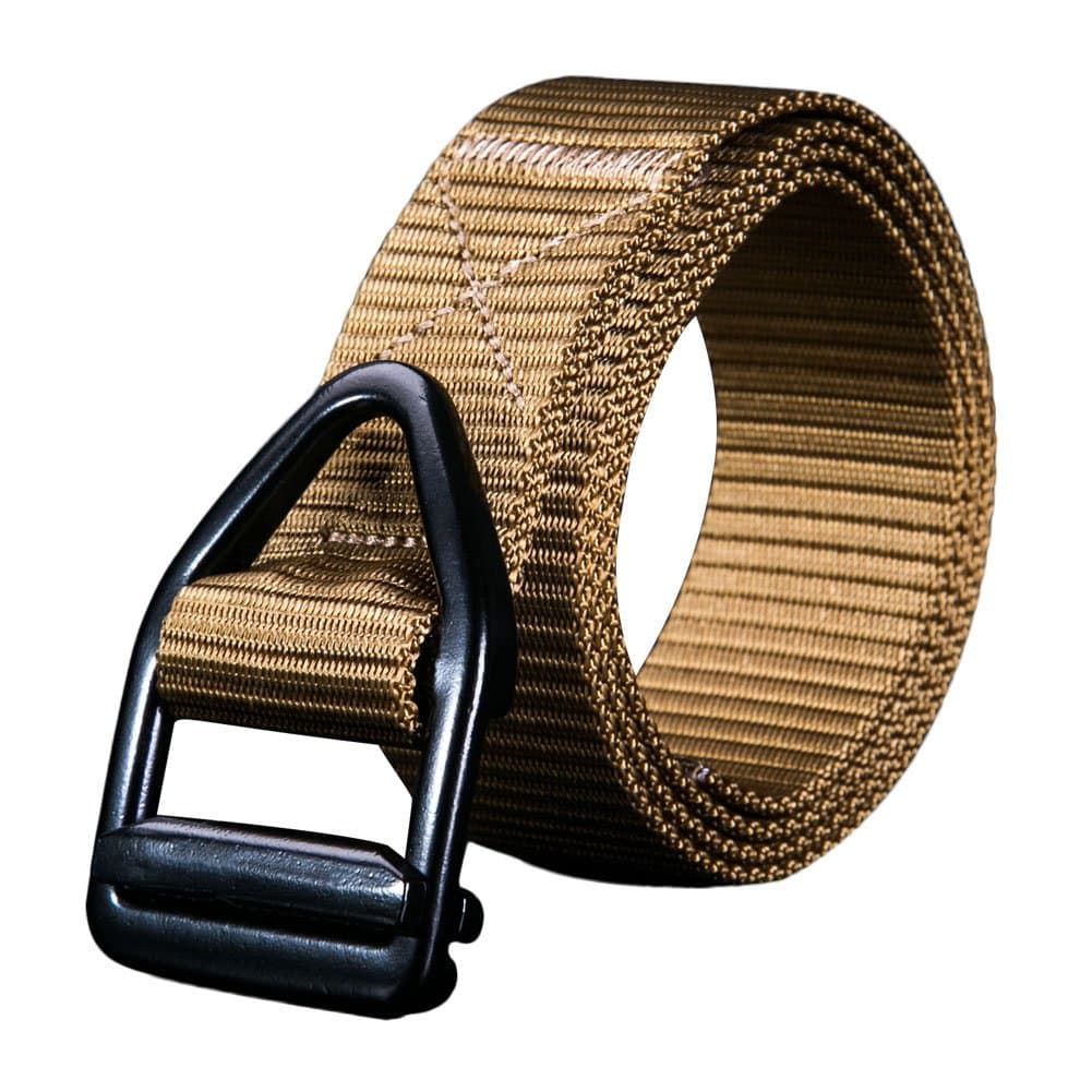 Men's Nylon Material Tactical Belt (Brown, Large)