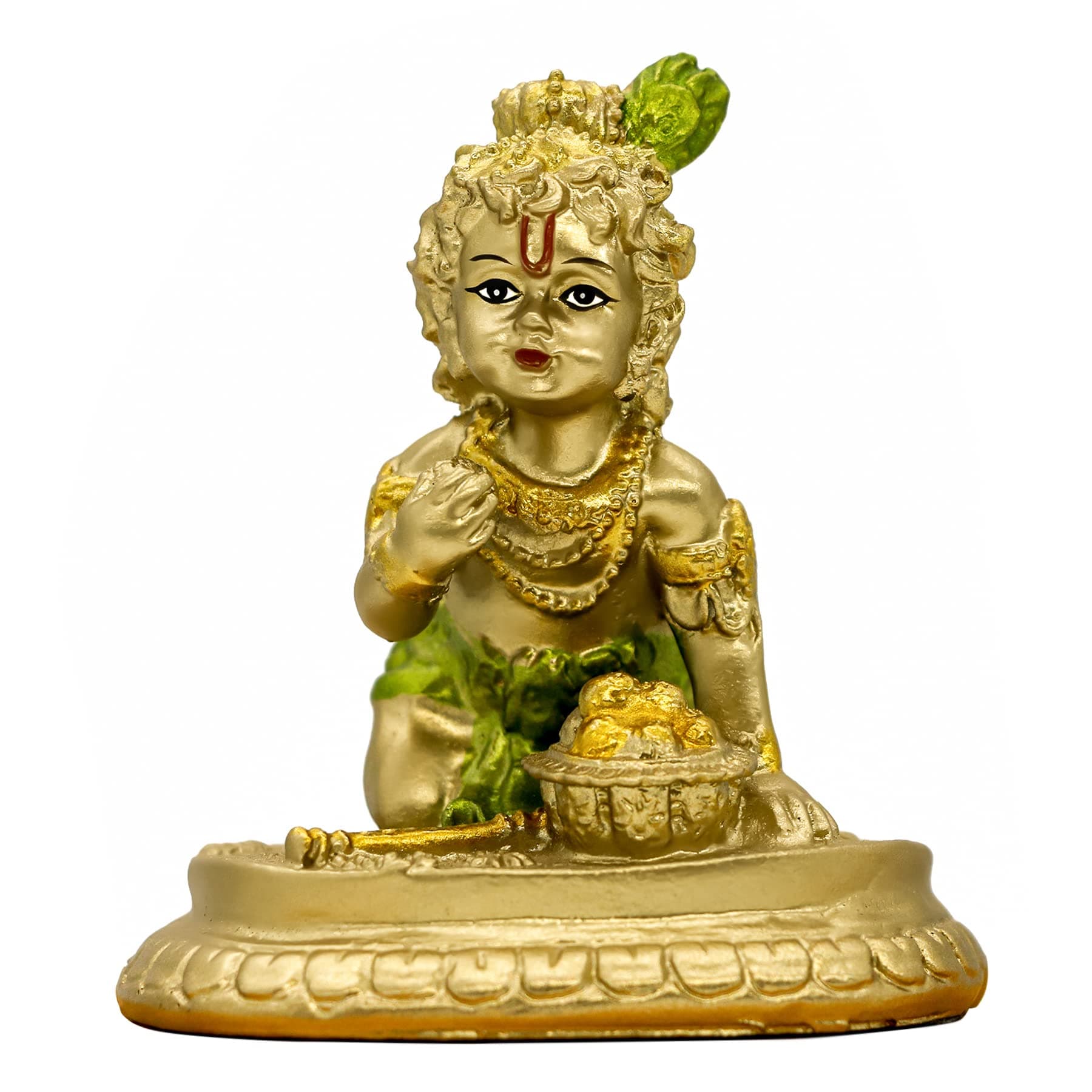 Hindu God Baby Krishna Idol - 3.7"H Indian Baby Krishna Statue Home Office Mandir Temple Pooja Item Diwali Gifts for Friends Puja Gifts for Man Woman
