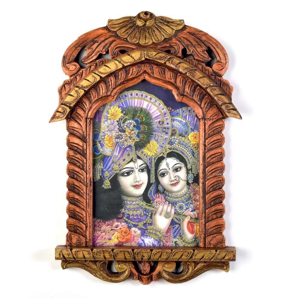Little India Lord Saral Bihari n Radha Wooden Jharokha Painting 392