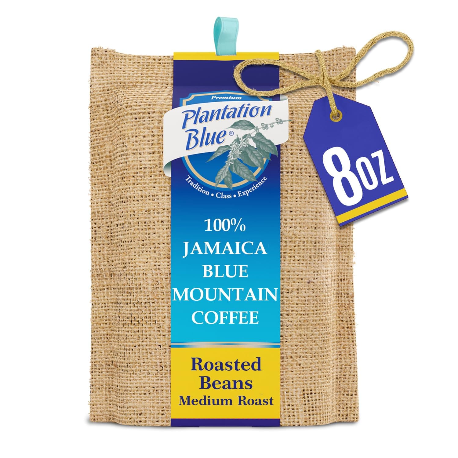 Plantation Blue 100% Blue Mountain Coffee Medium Roast Whole Beans from Jamaica (8oz)